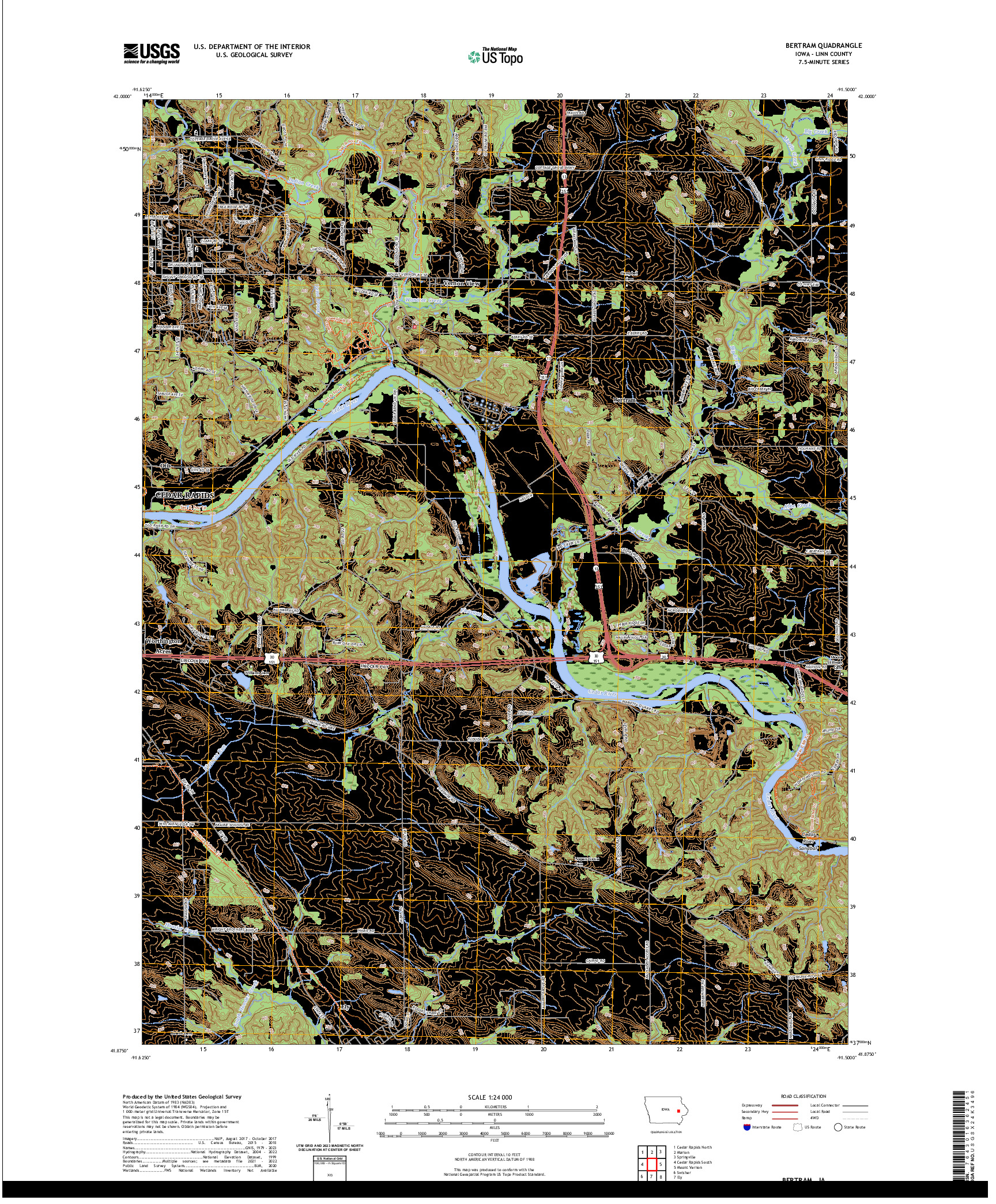 US TOPO 7.5-MINUTE MAP FOR BERTRAM, IA