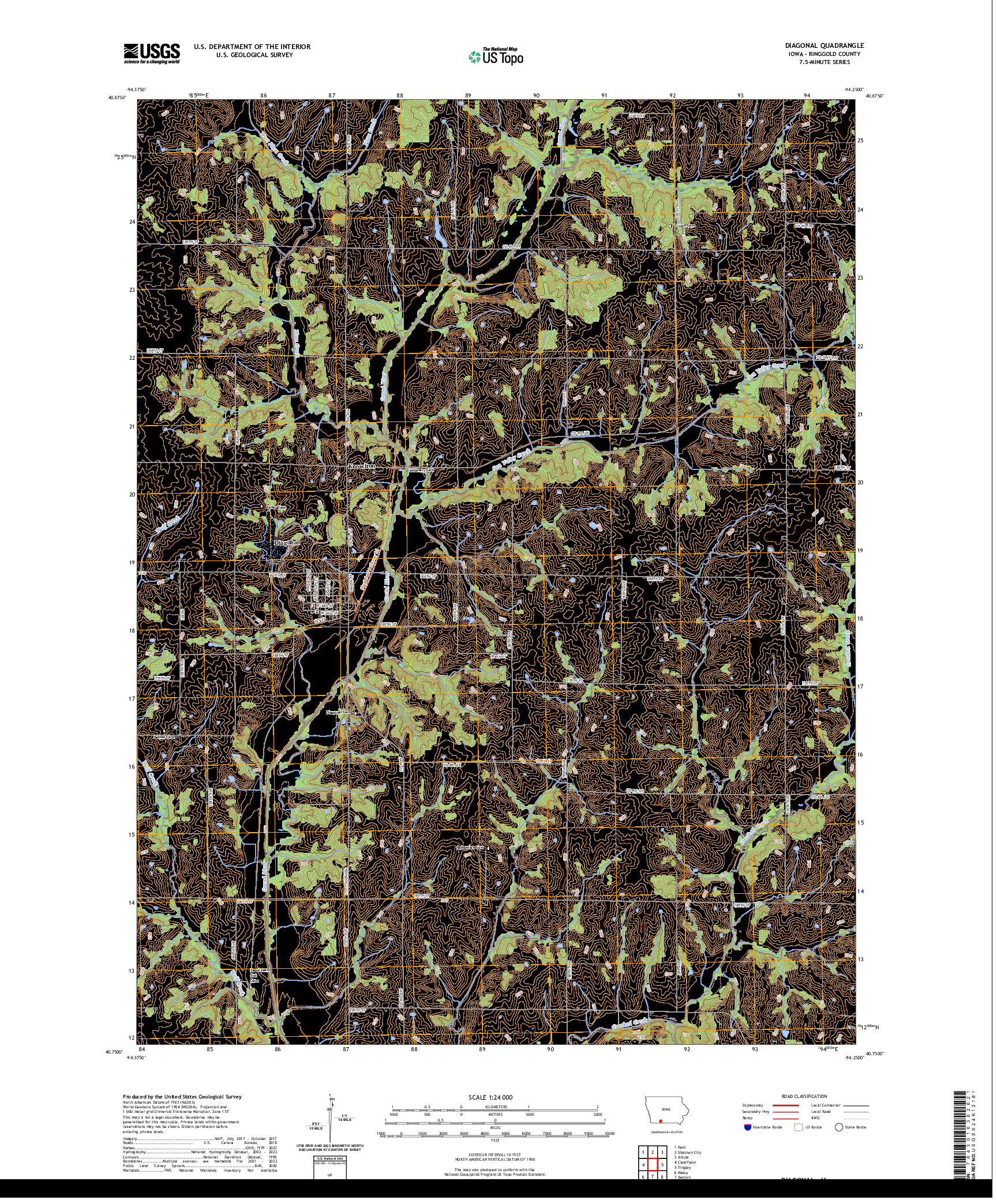 US TOPO 7.5-MINUTE MAP FOR DIAGONAL, IA