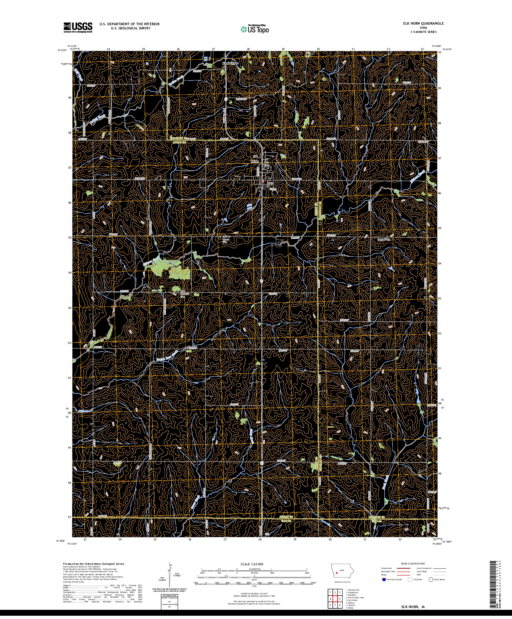 US TOPO 7.5-MINUTE MAP FOR ELK HORN, IA