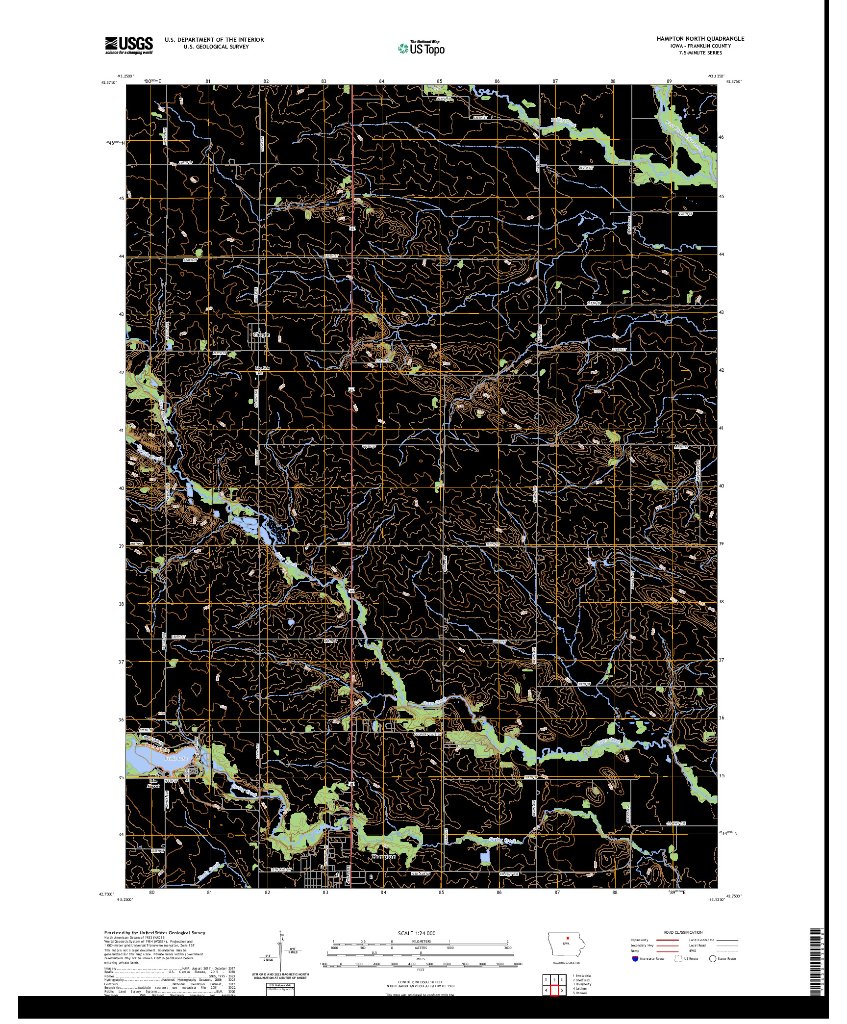 US TOPO 7.5-MINUTE MAP FOR HAMPTON NORTH, IA