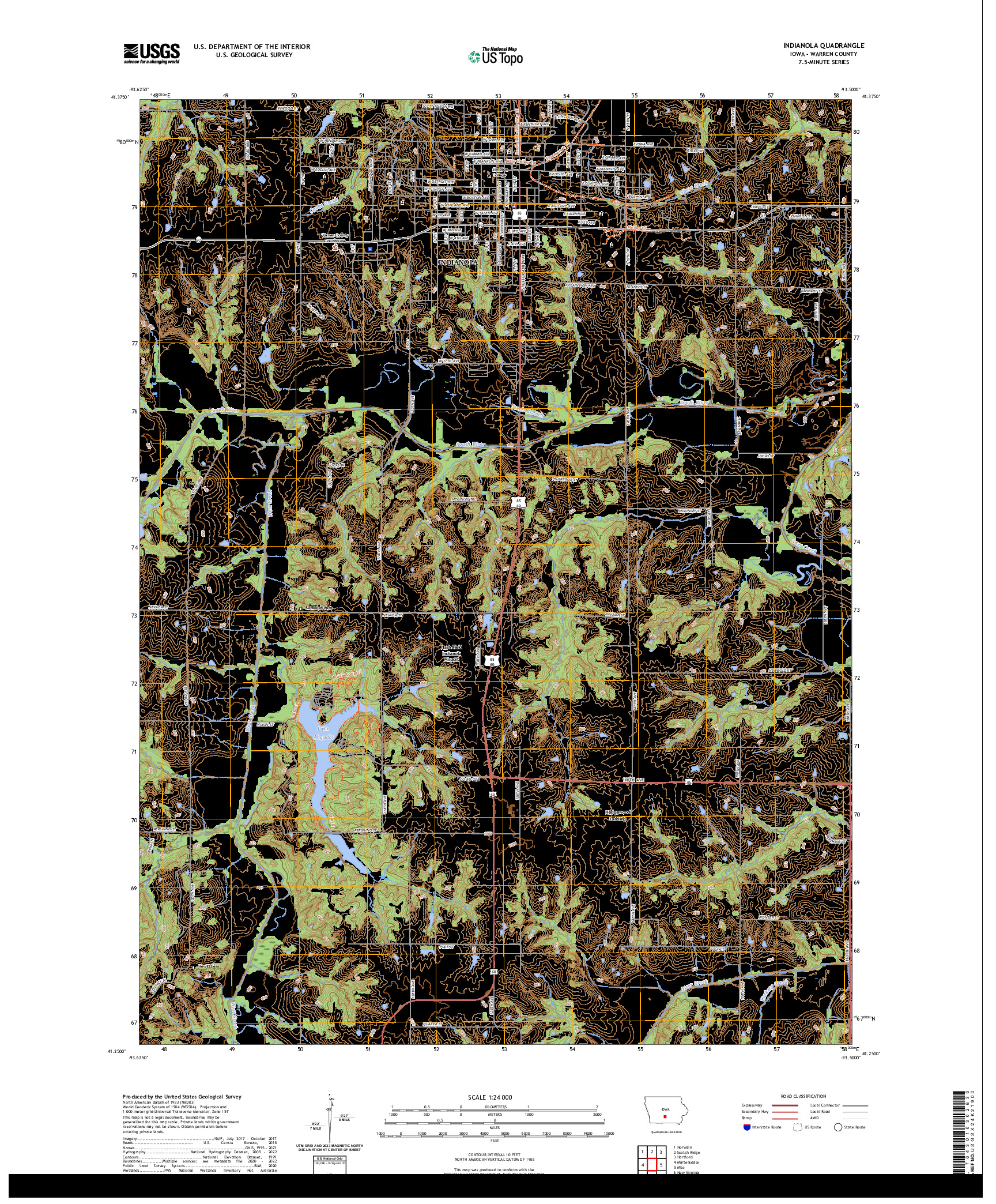 US TOPO 7.5-MINUTE MAP FOR INDIANOLA, IA