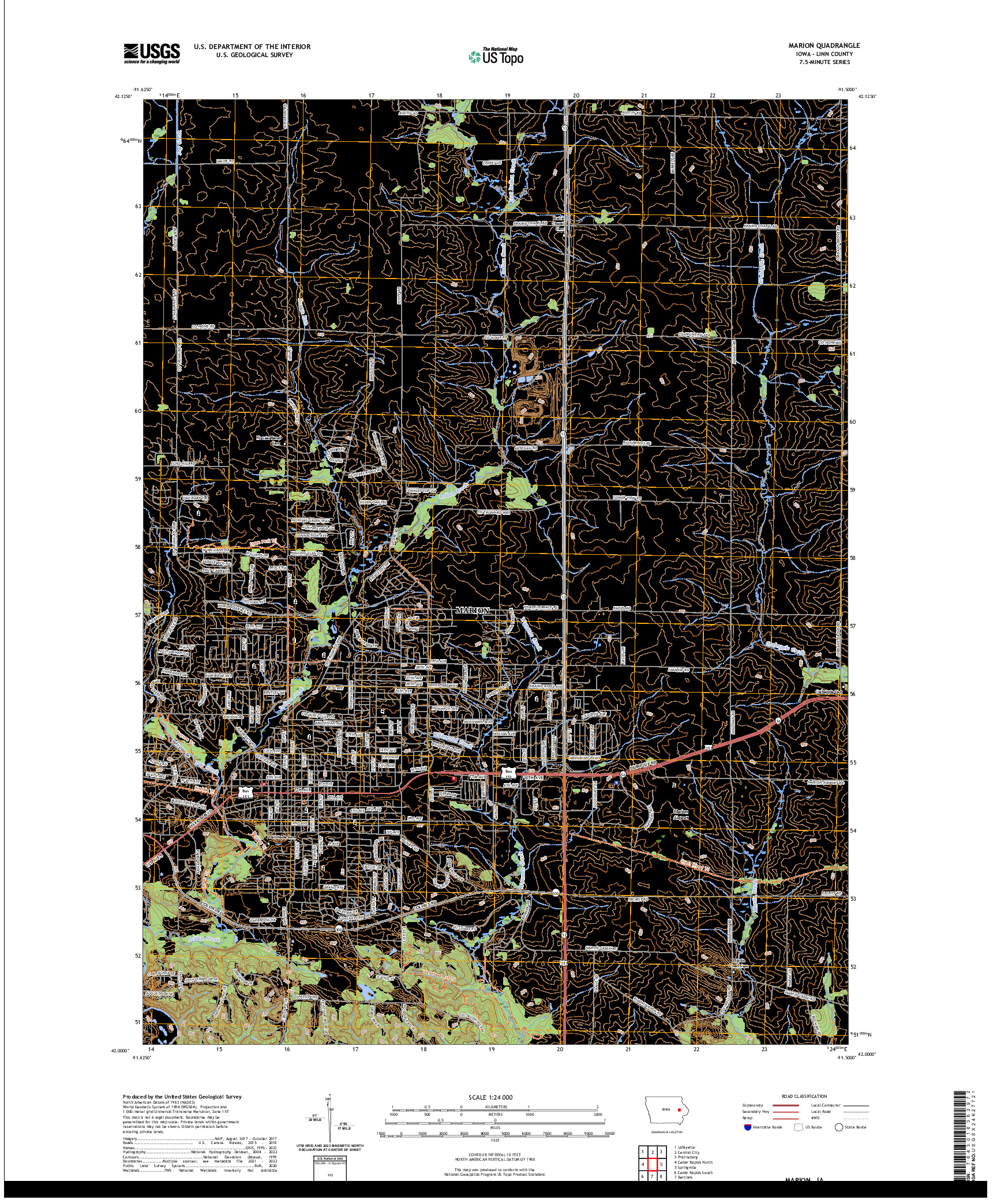 US TOPO 7.5-MINUTE MAP FOR MARION, IA