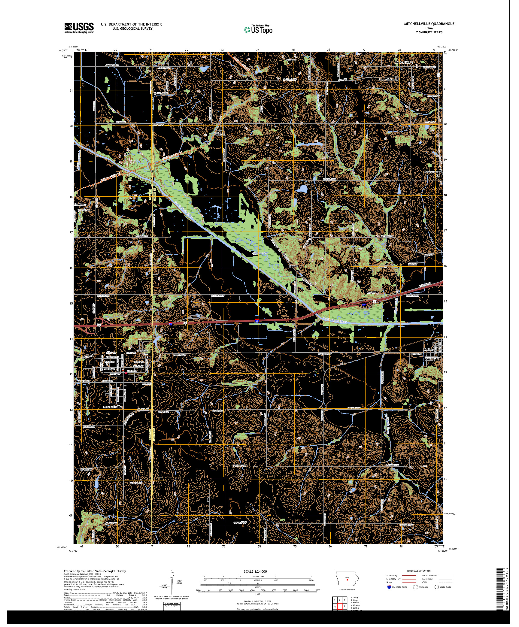 US TOPO 7.5-MINUTE MAP FOR MITCHELLVILLE, IA