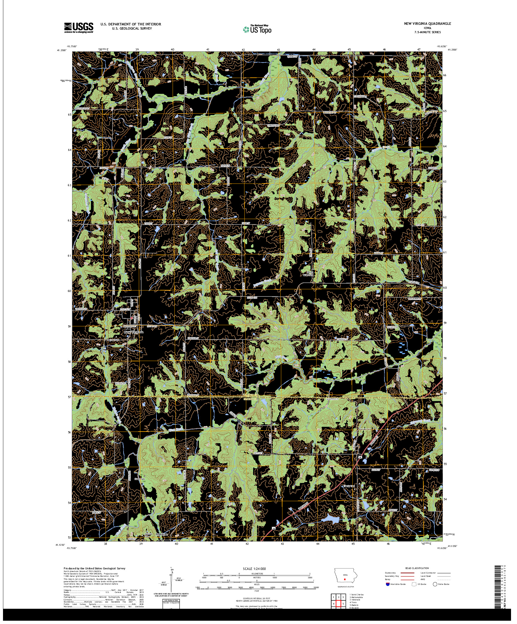 US TOPO 7.5-MINUTE MAP FOR NEW VIRGINIA, IA