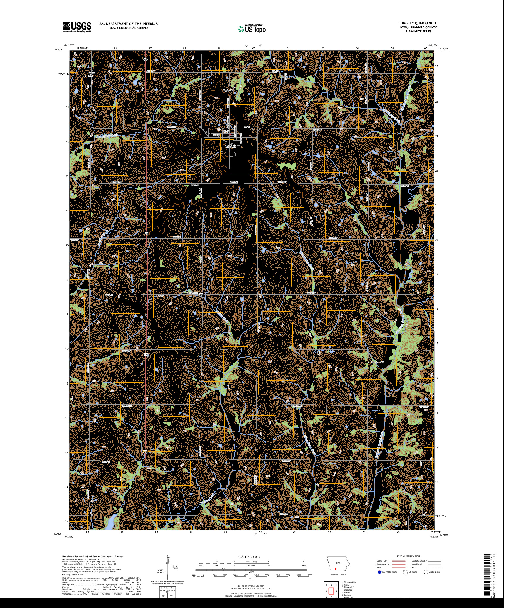 US TOPO 7.5-MINUTE MAP FOR TINGLEY, IA