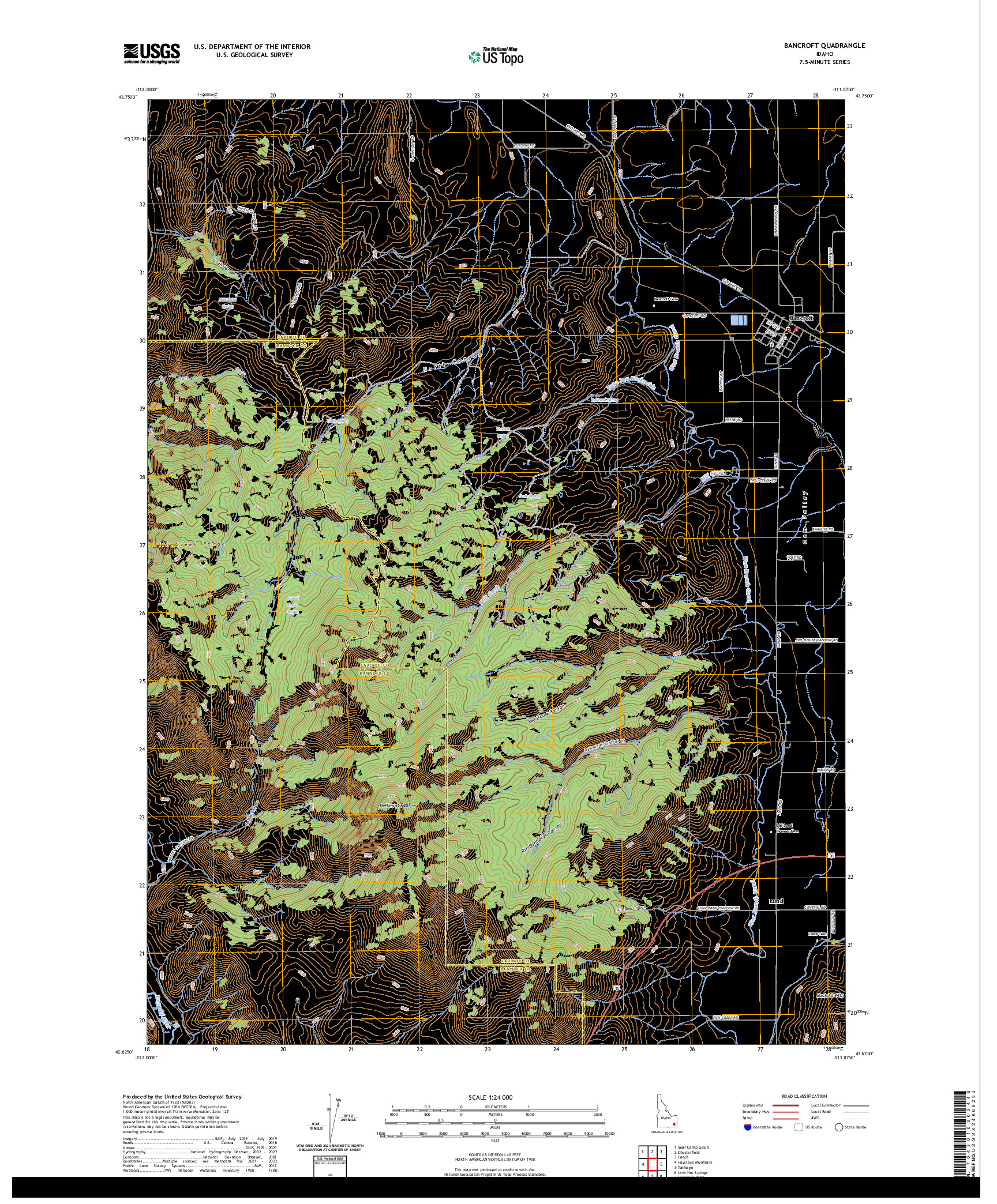 US TOPO 7.5-MINUTE MAP FOR BANCROFT, ID