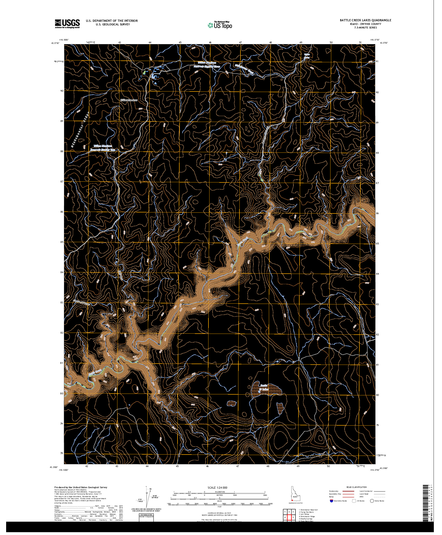 US TOPO 7.5-MINUTE MAP FOR BATTLE CREEK LAKES, ID