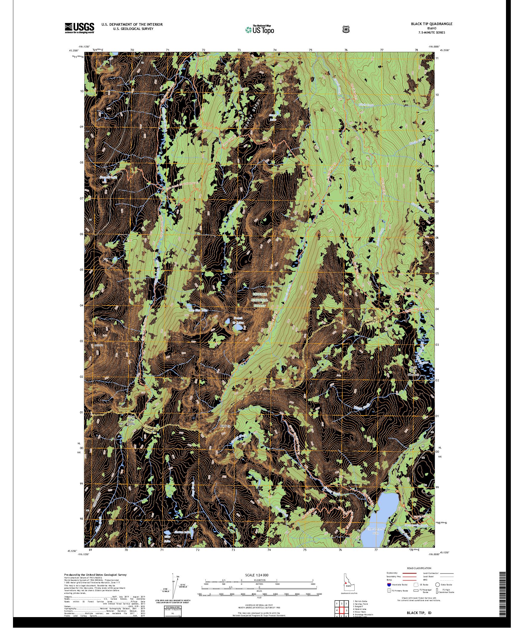 US TOPO 7.5-MINUTE MAP FOR BLACK TIP, ID