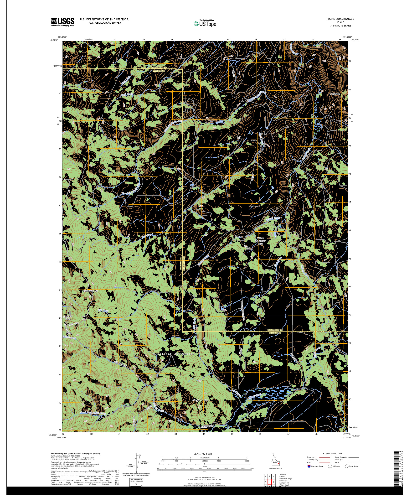 US TOPO 7.5-MINUTE MAP FOR BONE, ID