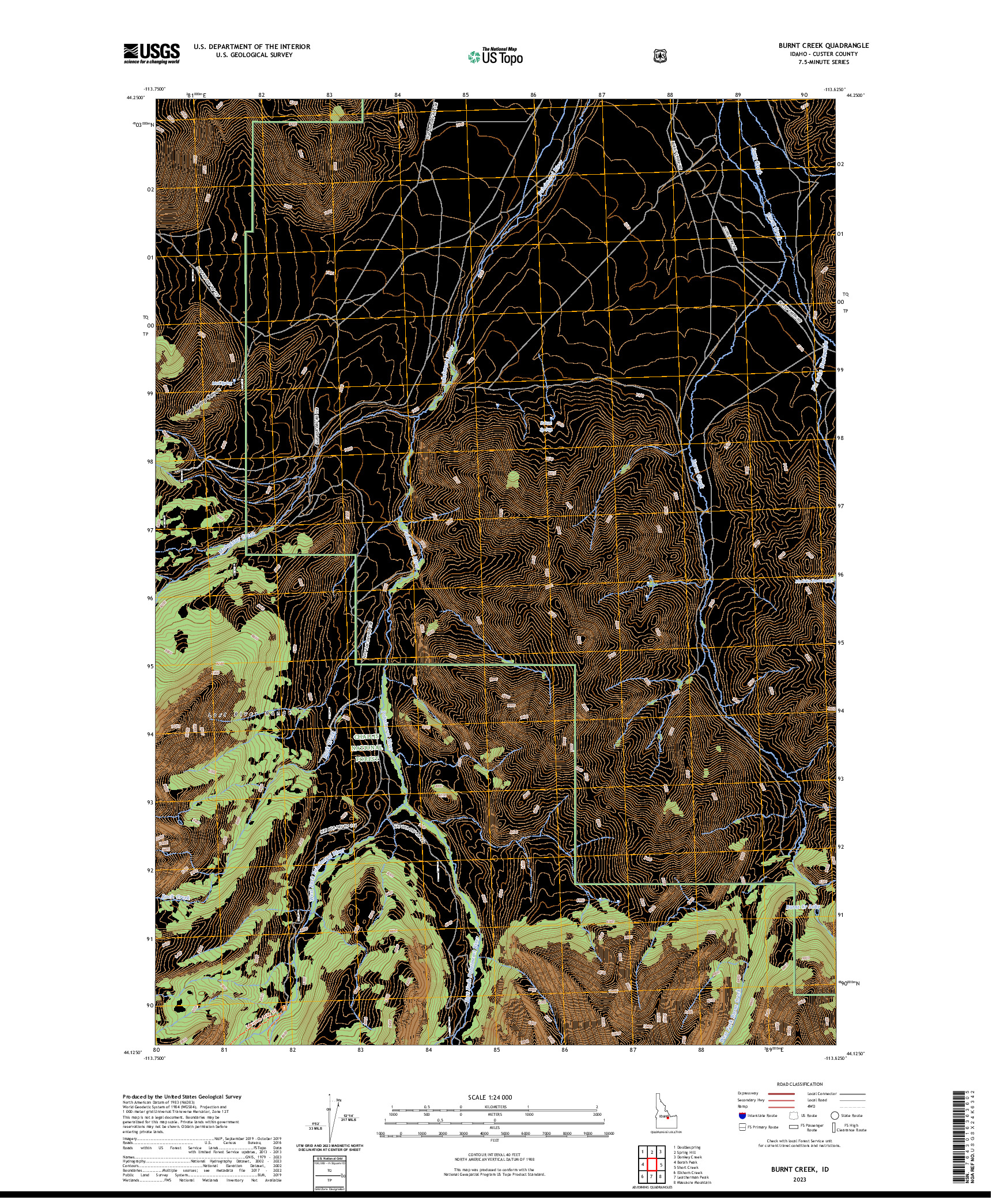 US TOPO 7.5-MINUTE MAP FOR BURNT CREEK, ID