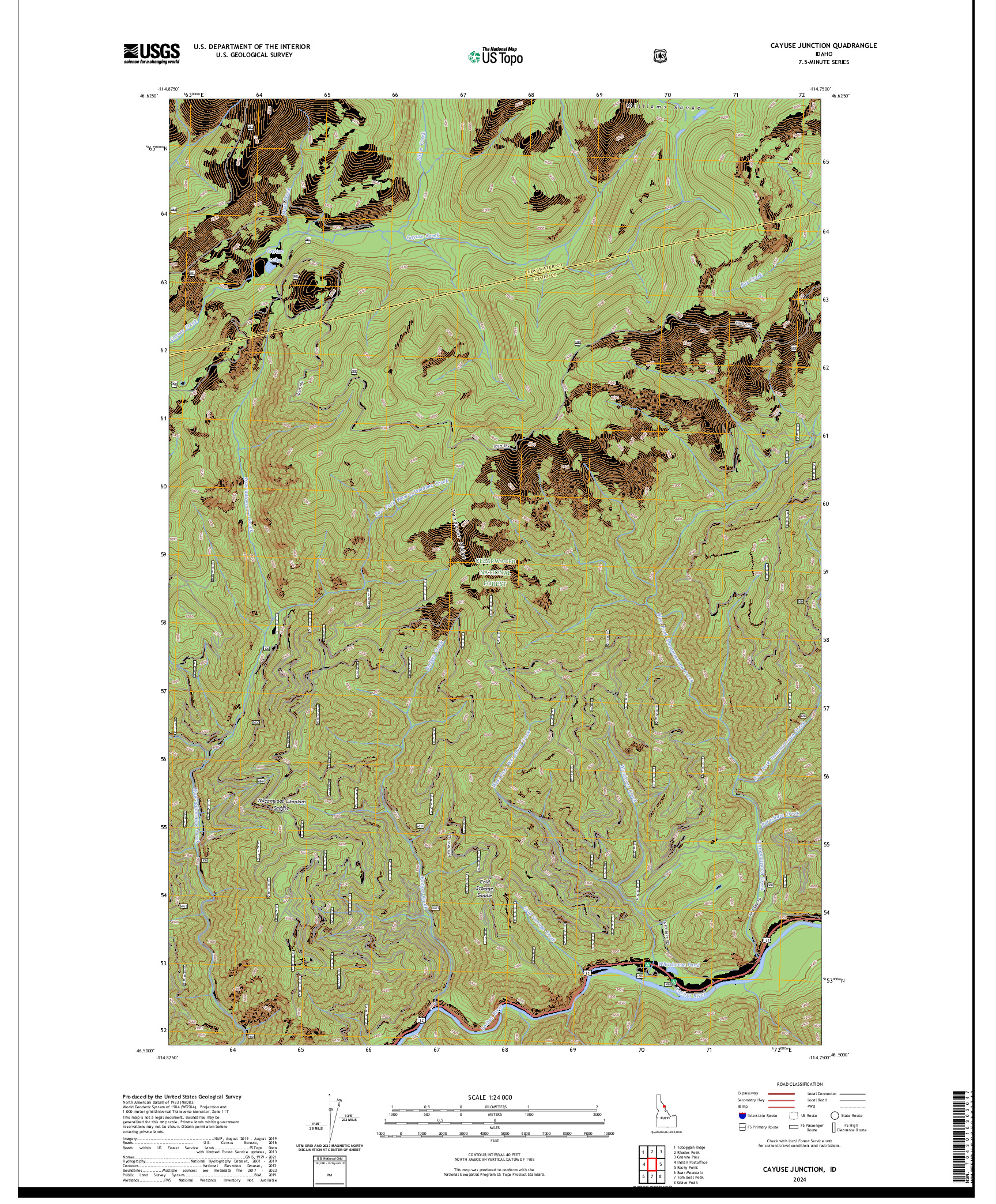 US TOPO 7.5-MINUTE MAP FOR CAYUSE JUNCTION, ID