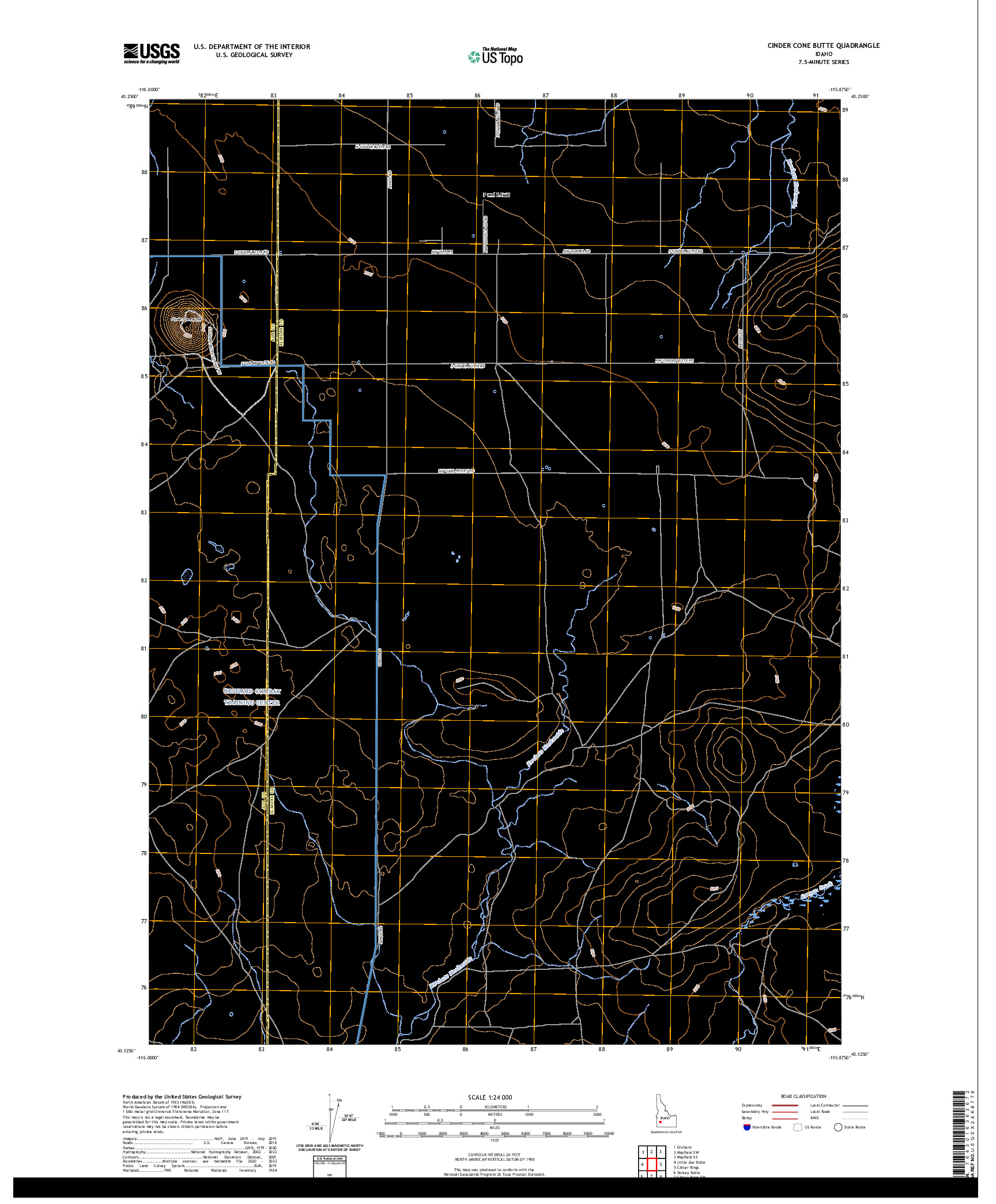 US TOPO 7.5-MINUTE MAP FOR CINDER CONE BUTTE, ID