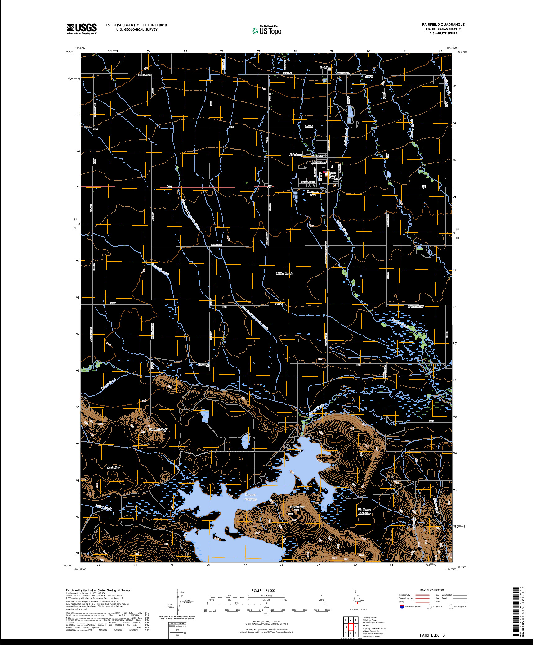 US TOPO 7.5-MINUTE MAP FOR FAIRFIELD, ID