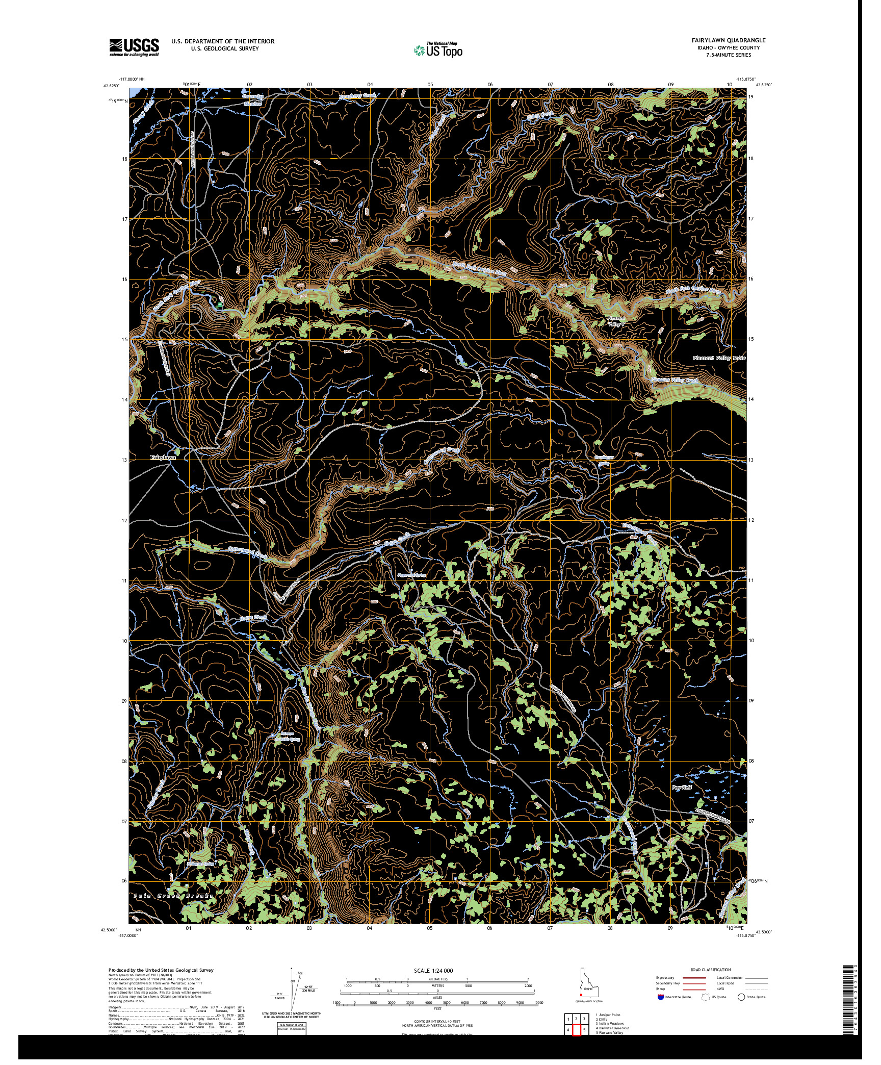 US TOPO 7.5-MINUTE MAP FOR FAIRYLAWN, ID