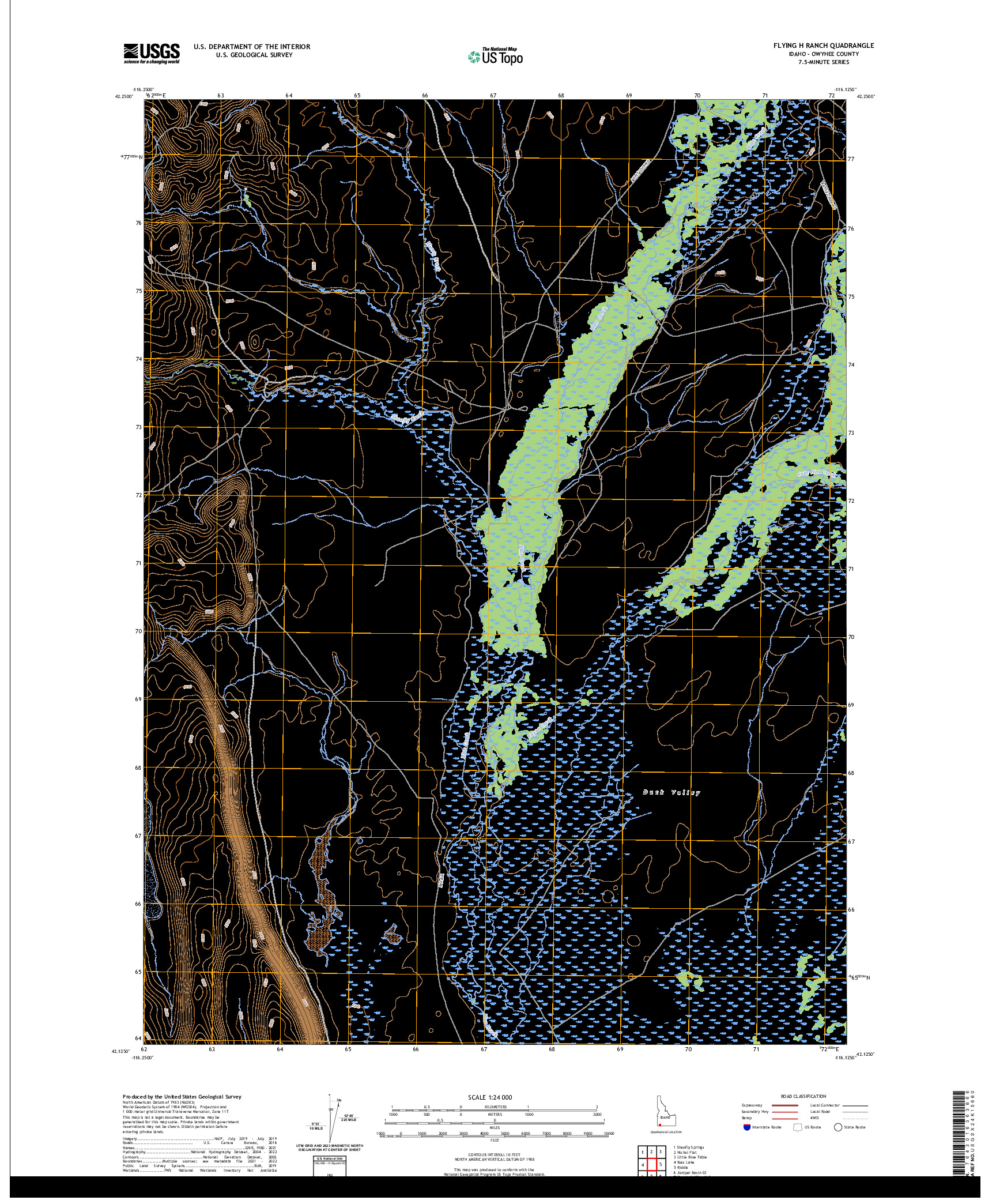 US TOPO 7.5-MINUTE MAP FOR FLYING H RANCH, ID