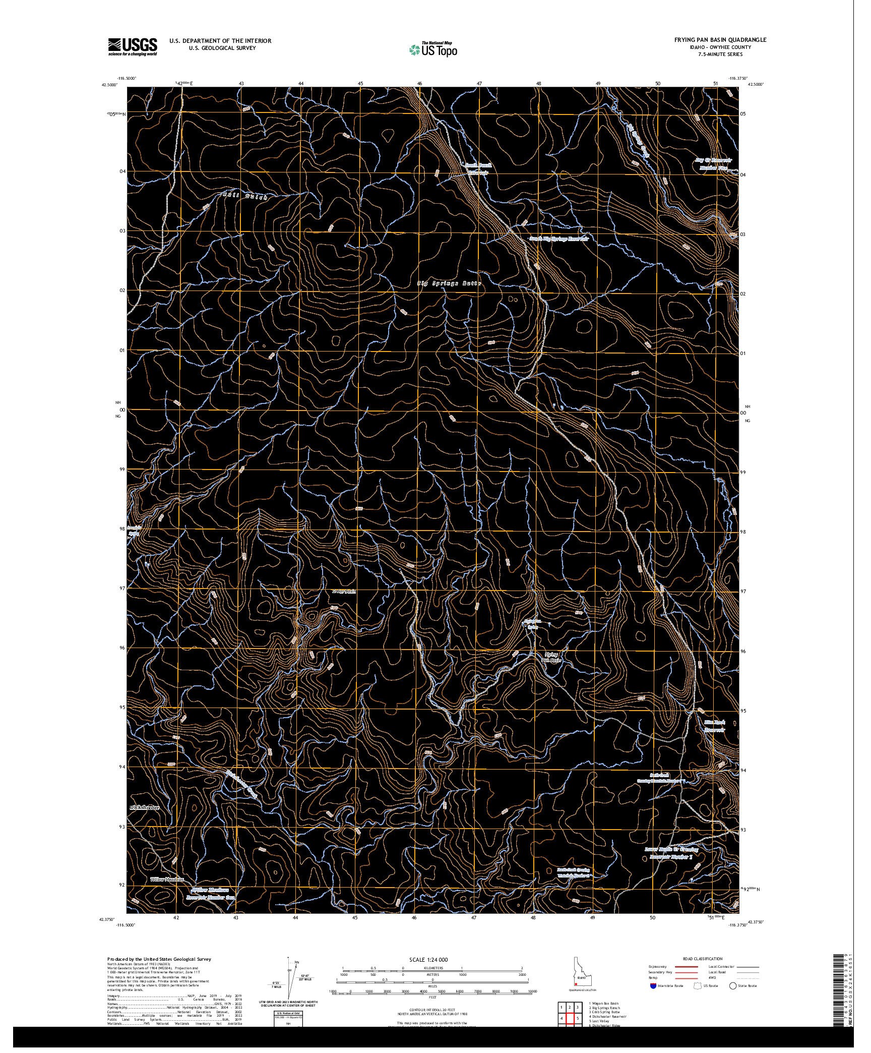 US TOPO 7.5-MINUTE MAP FOR FRYING PAN BASIN, ID