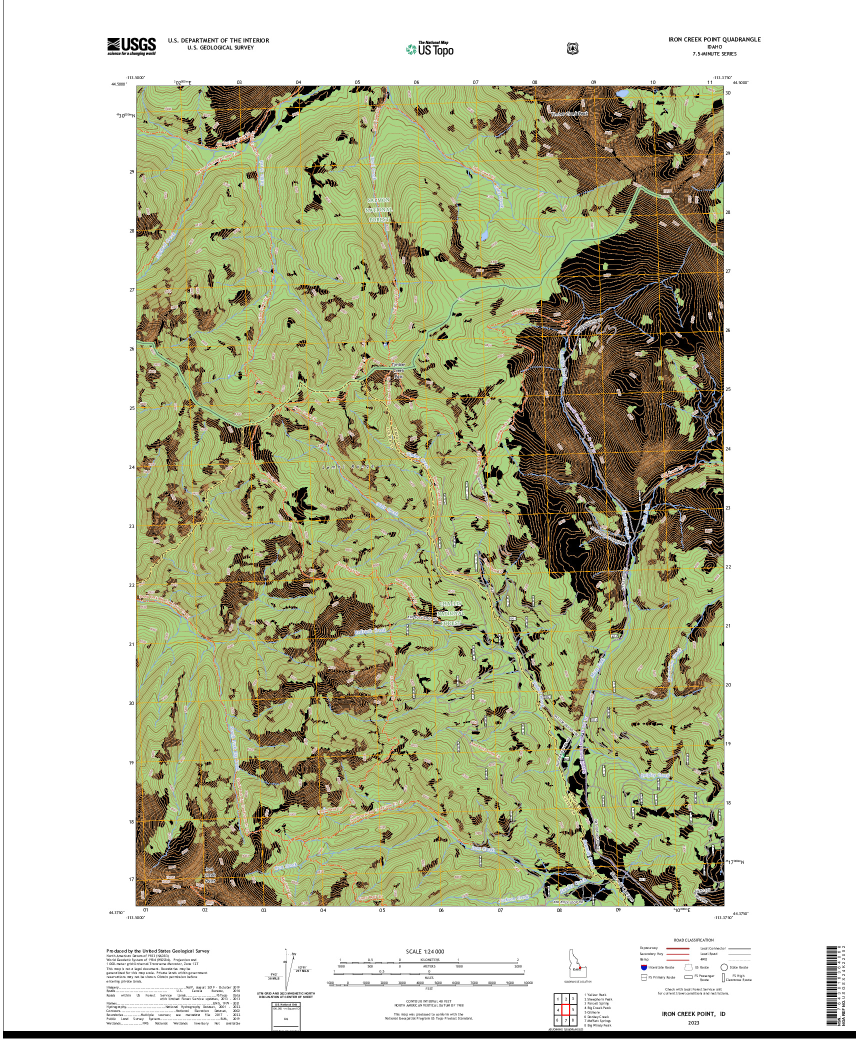 US TOPO 7.5-MINUTE MAP FOR IRON CREEK POINT, ID