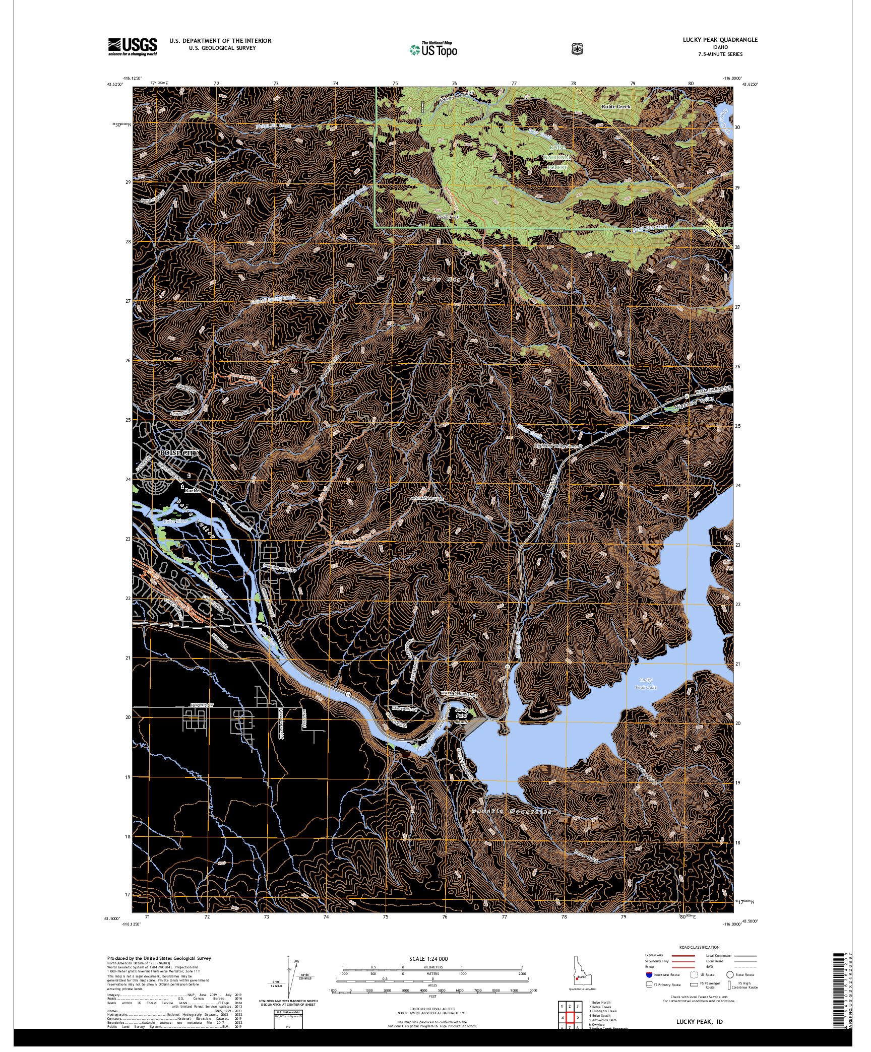 US TOPO 7.5-MINUTE MAP FOR LUCKY PEAK, ID