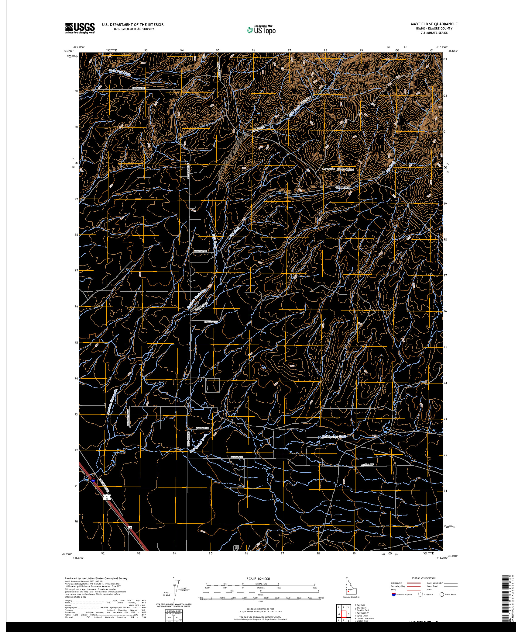 US TOPO 7.5-MINUTE MAP FOR MAYFIELD SE, ID