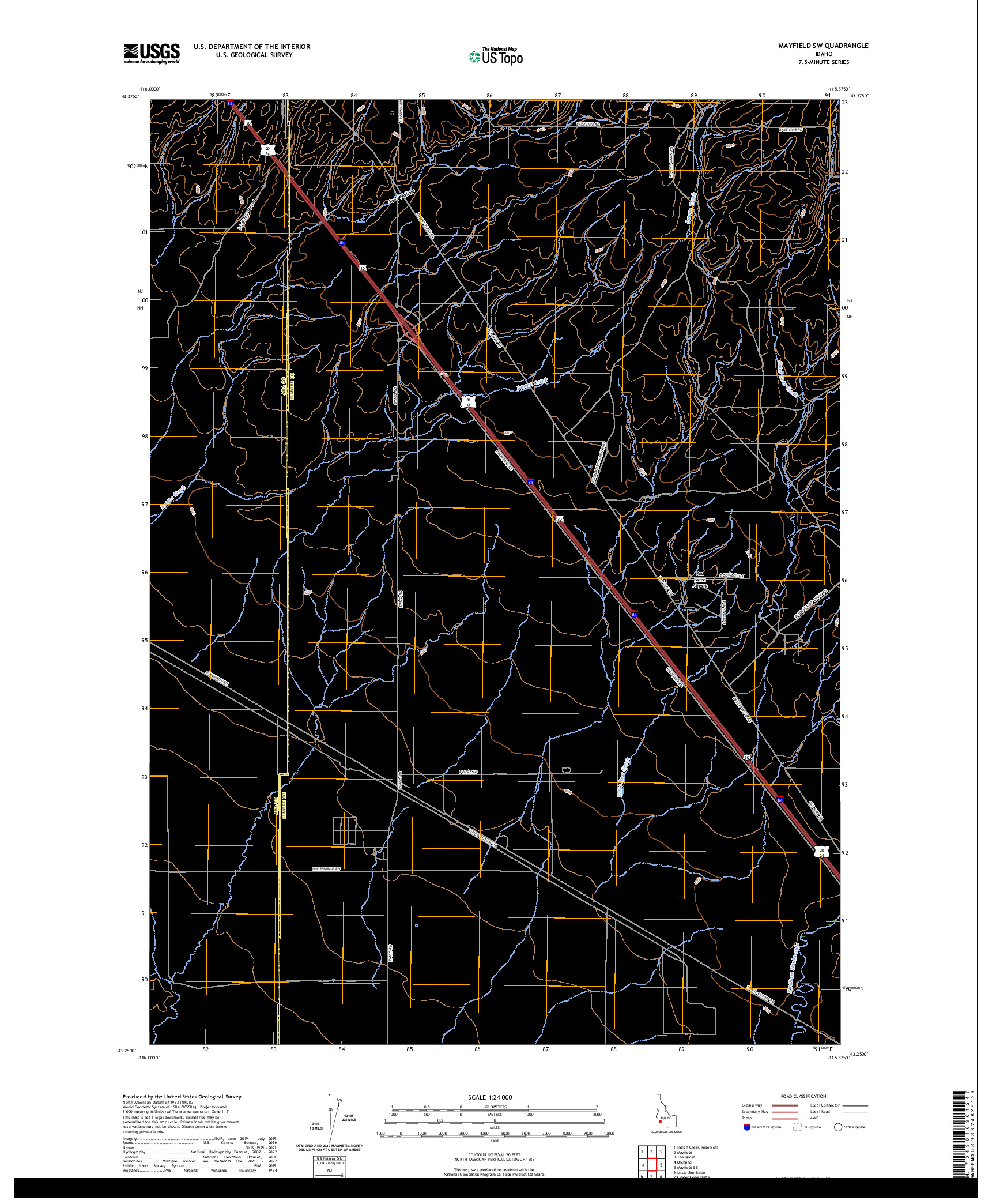 US TOPO 7.5-MINUTE MAP FOR MAYFIELD SW, ID