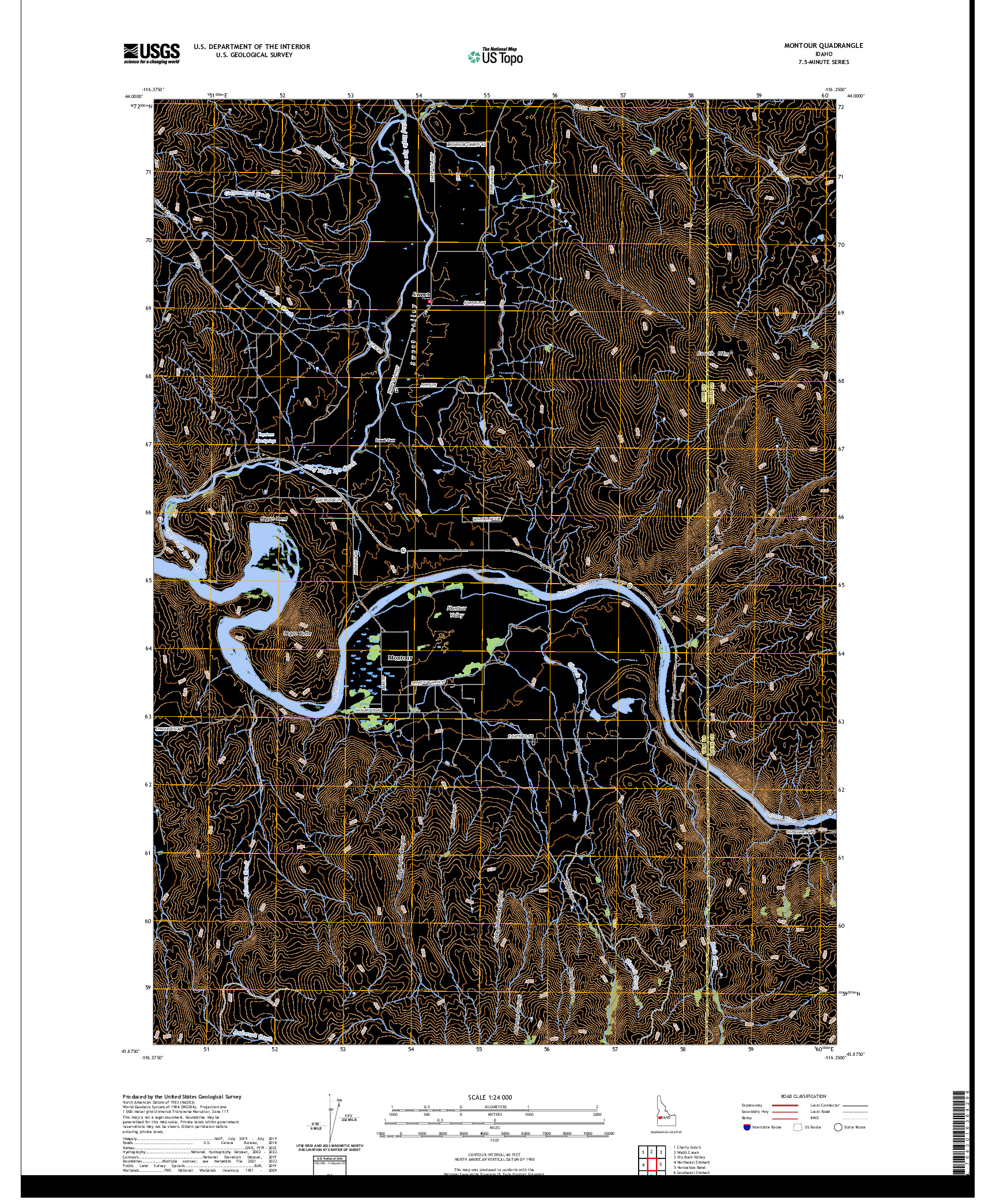 US TOPO 7.5-MINUTE MAP FOR MONTOUR, ID