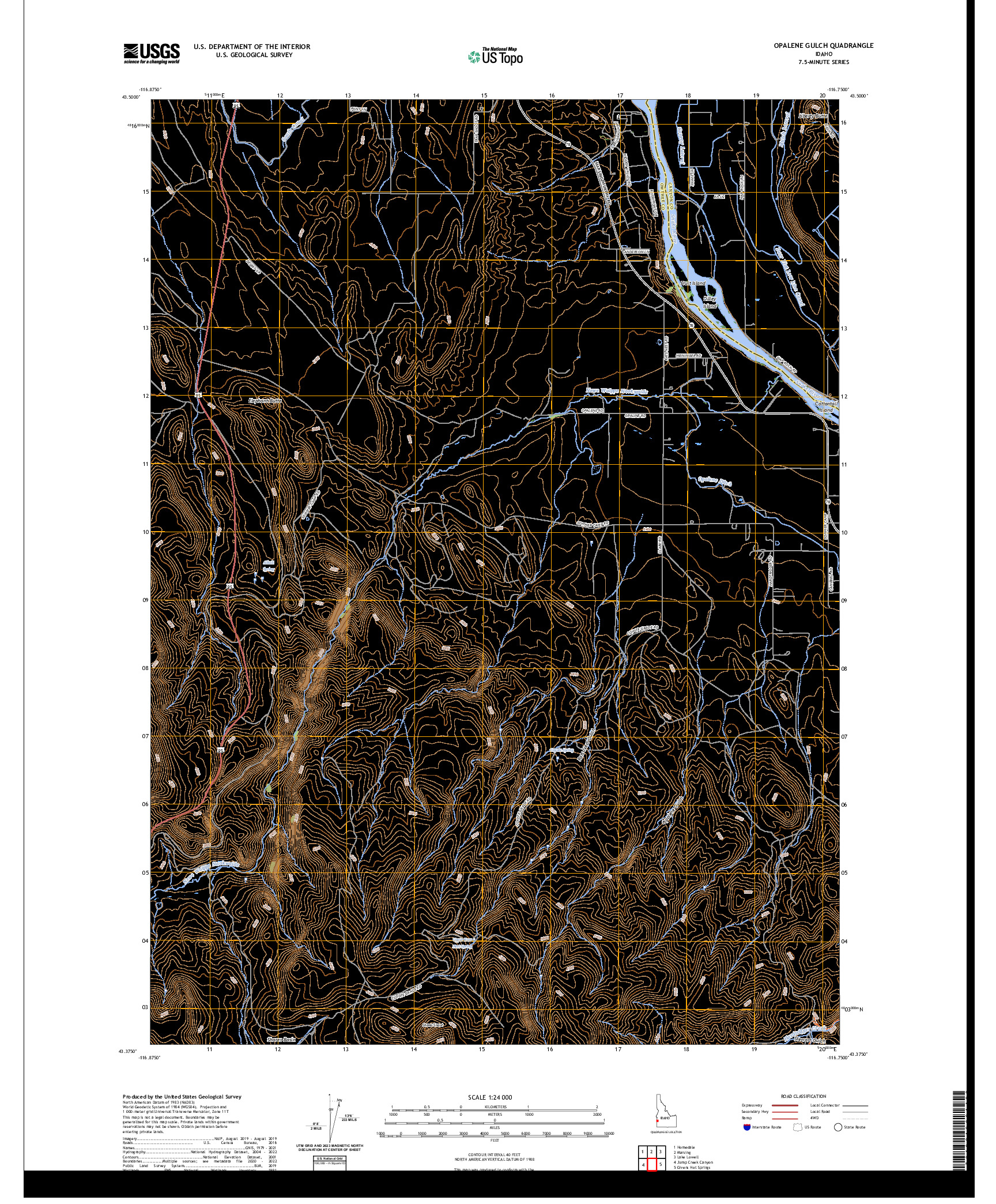 US TOPO 7.5-MINUTE MAP FOR OPALENE GULCH, ID