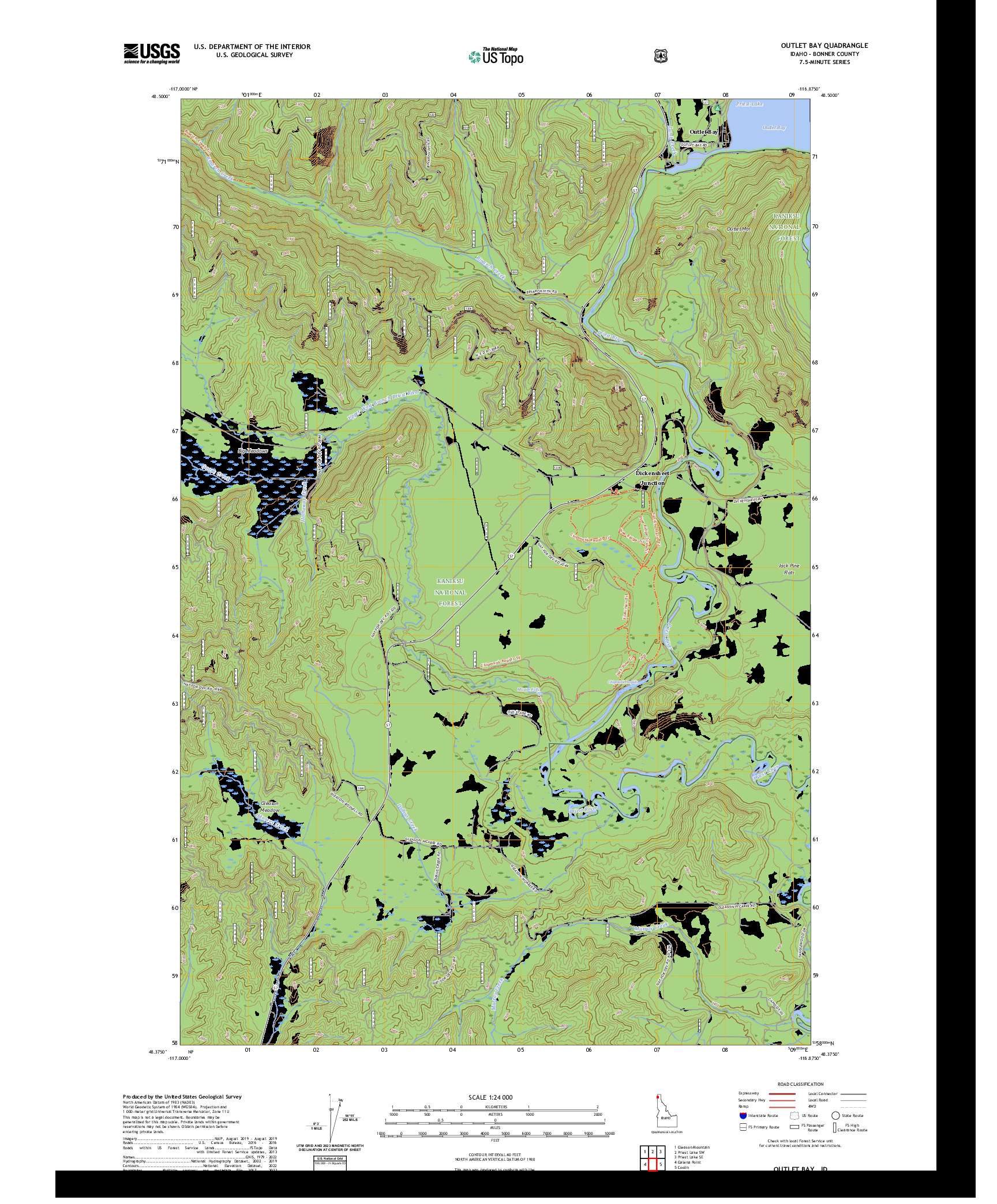 US TOPO 7.5-MINUTE MAP FOR OUTLET BAY, ID