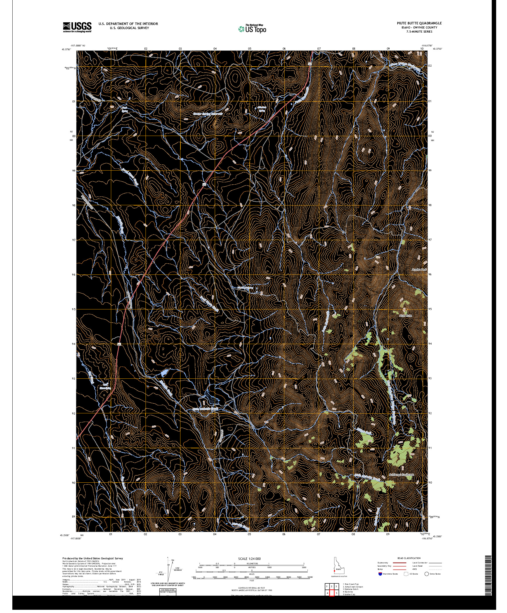 US TOPO 7.5-MINUTE MAP FOR PIUTE BUTTE, ID