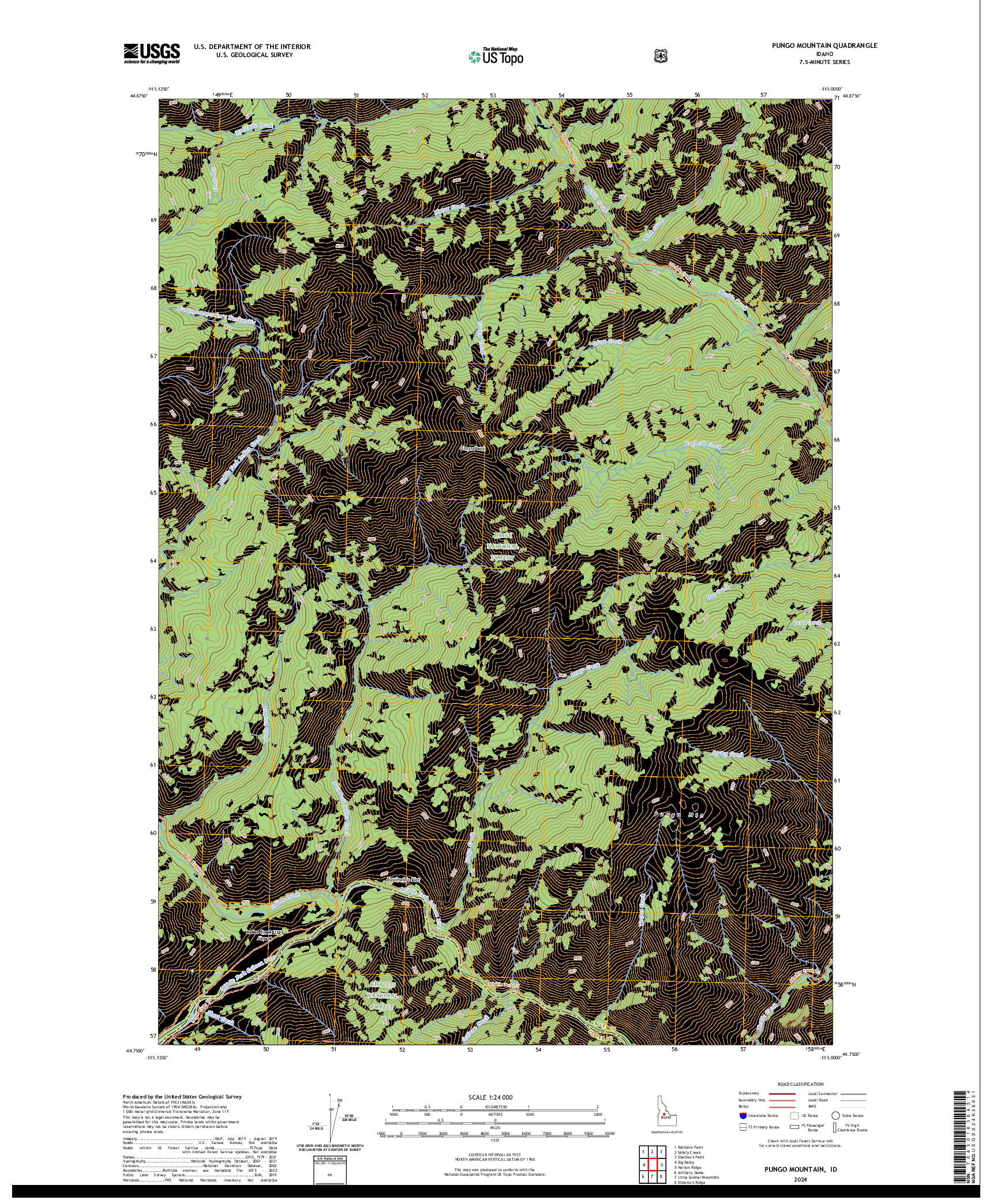 US TOPO 7.5-MINUTE MAP FOR PUNGO MOUNTAIN, ID