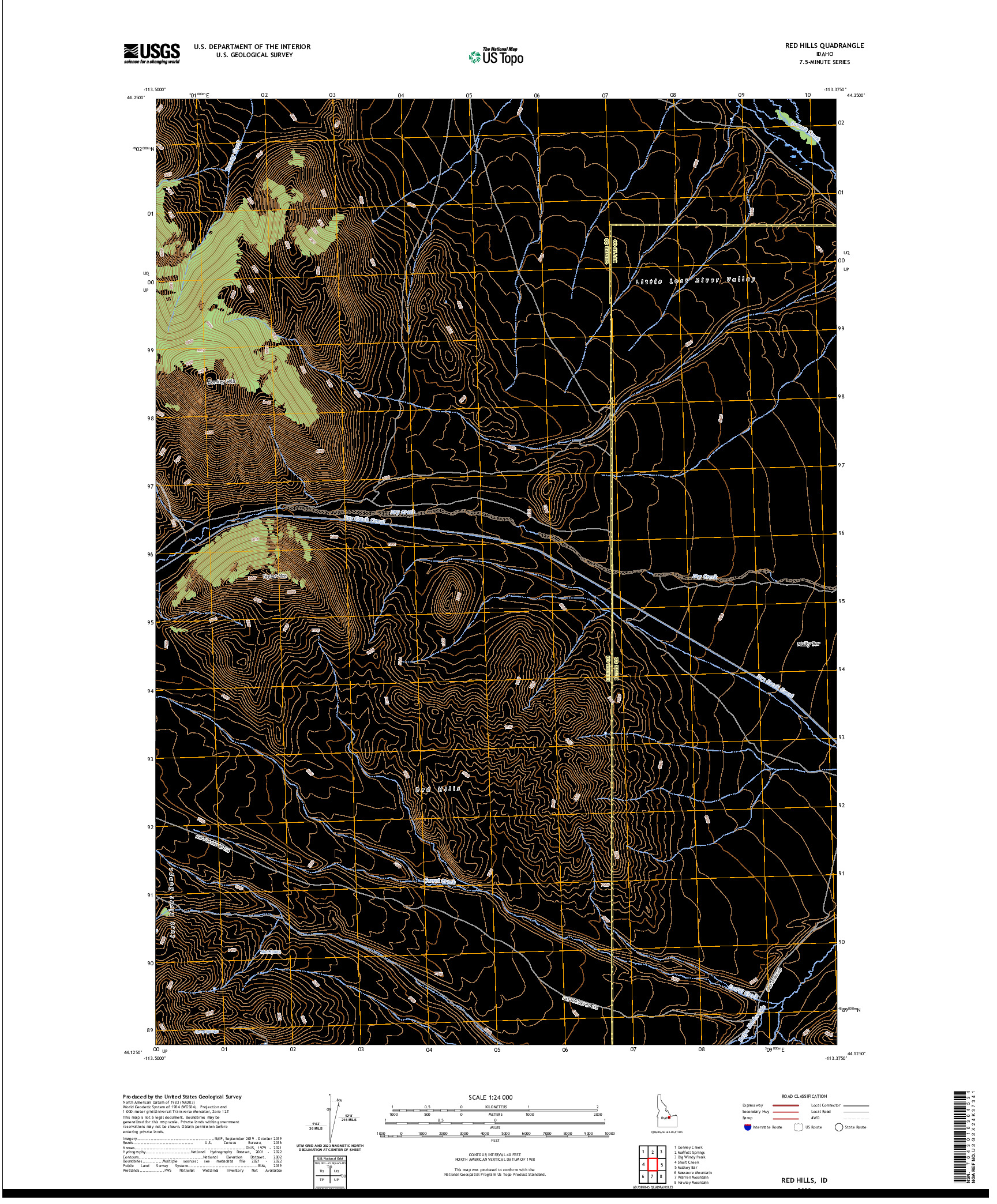 US TOPO 7.5-MINUTE MAP FOR RED HILLS, ID