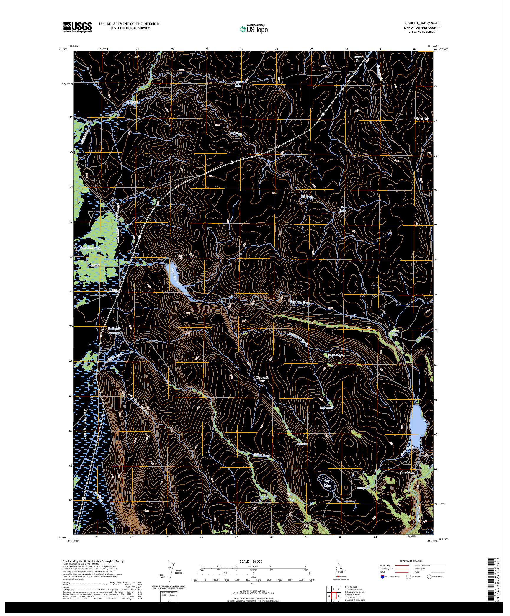 US TOPO 7.5-MINUTE MAP FOR RIDDLE, ID