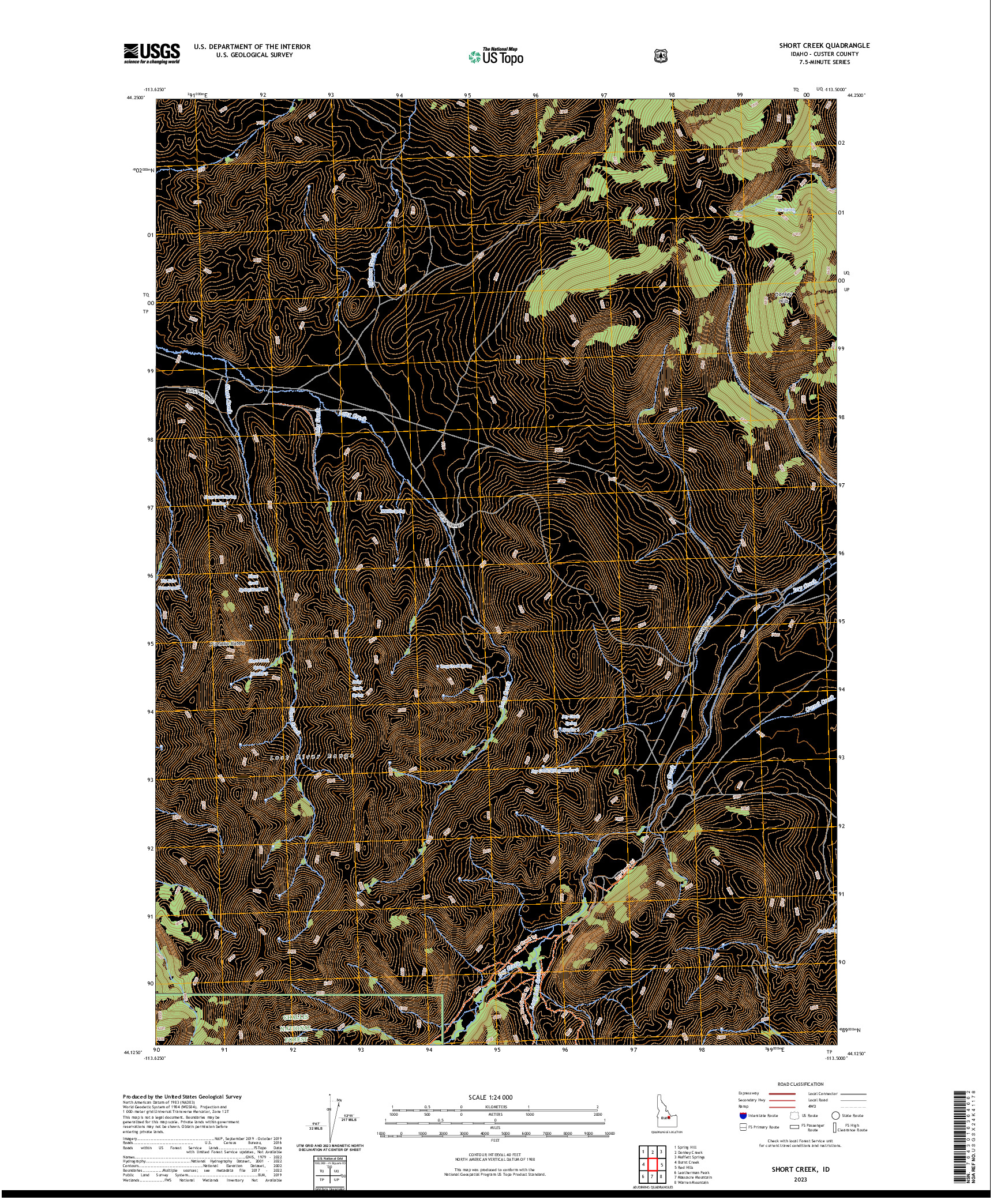 US TOPO 7.5-MINUTE MAP FOR SHORT CREEK, ID