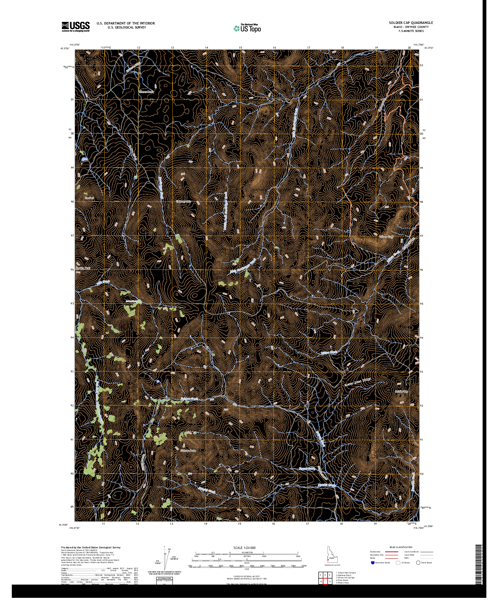 US TOPO 7.5-MINUTE MAP FOR SOLDIER CAP, ID