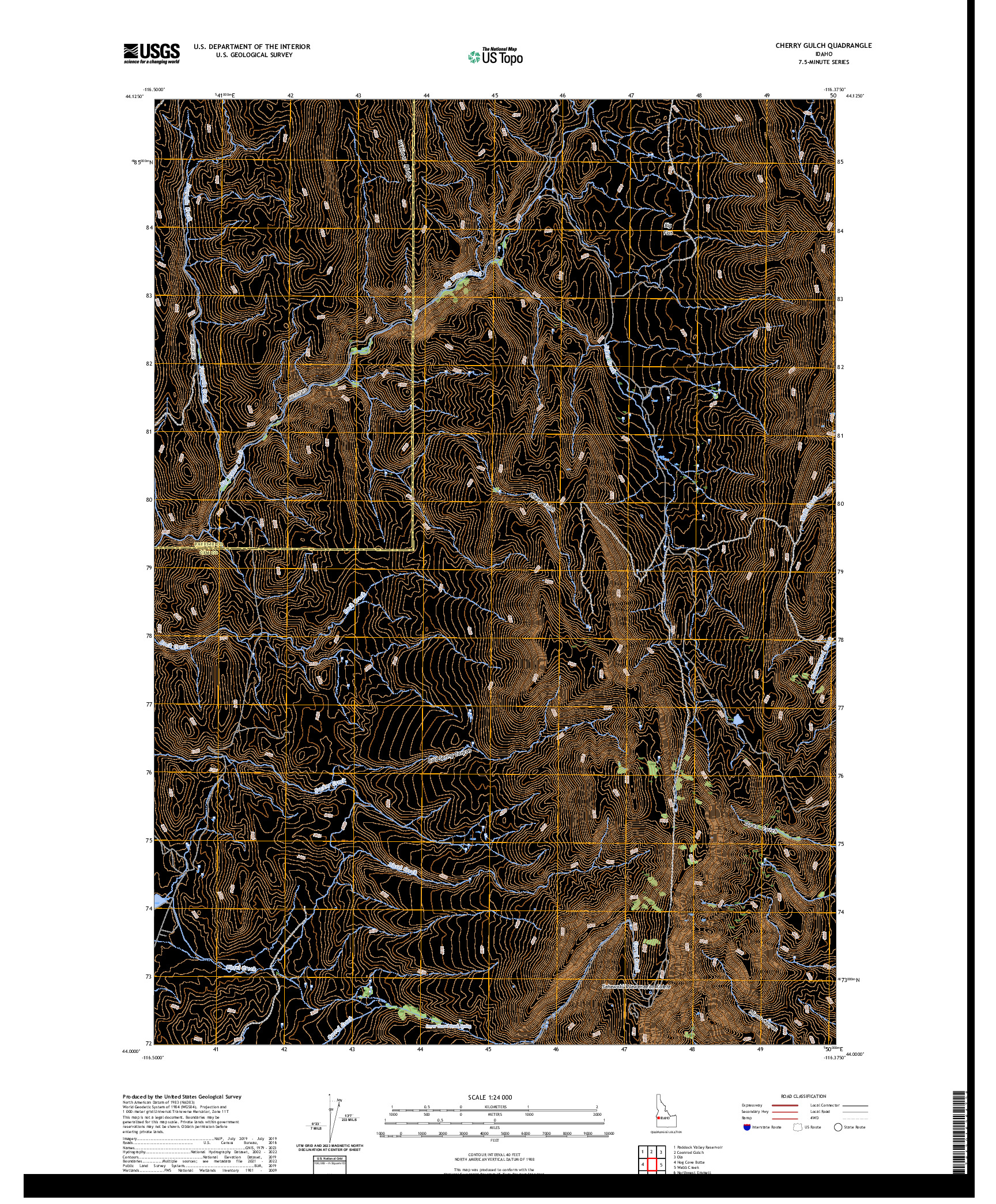 US TOPO 7.5-MINUTE MAP FOR CHERRY GULCH, ID