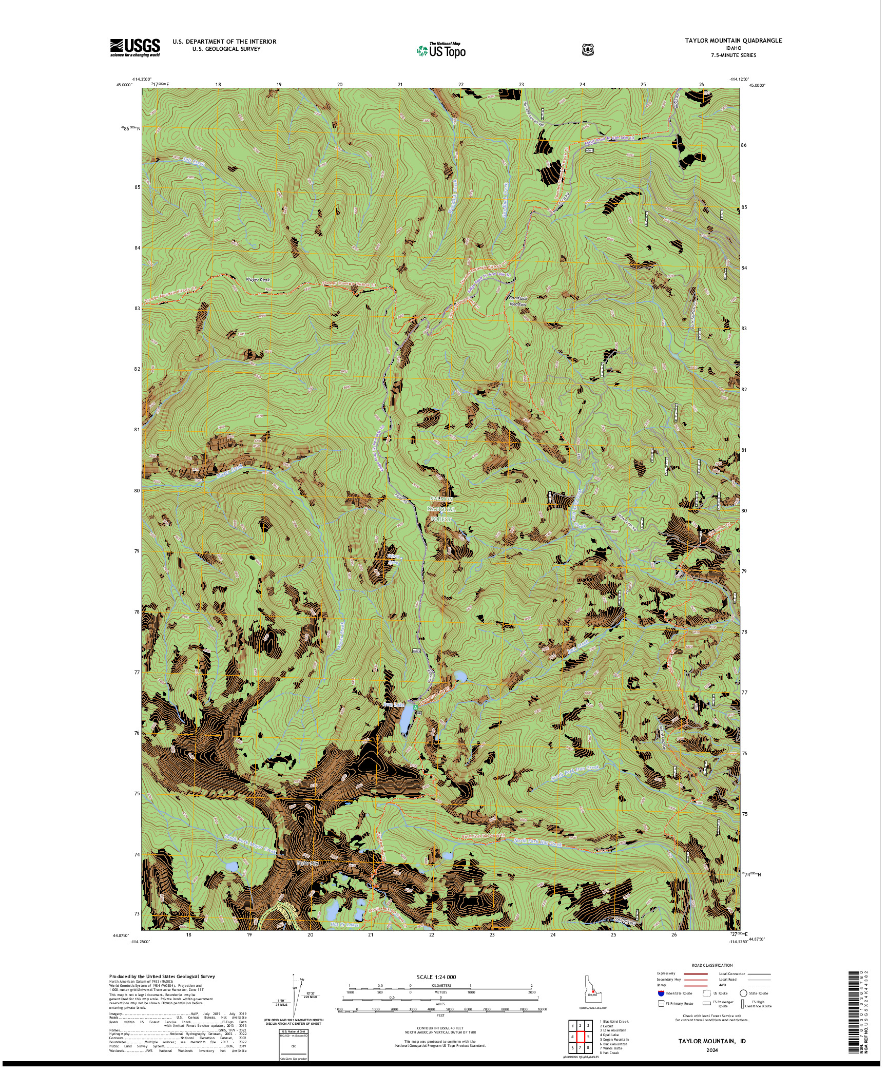 US TOPO 7.5-MINUTE MAP FOR TAYLOR MOUNTAIN, ID