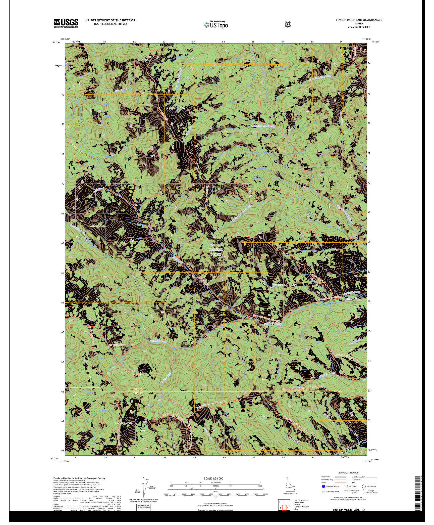 US TOPO 7.5-MINUTE MAP FOR TINCUP MOUNTAIN, ID