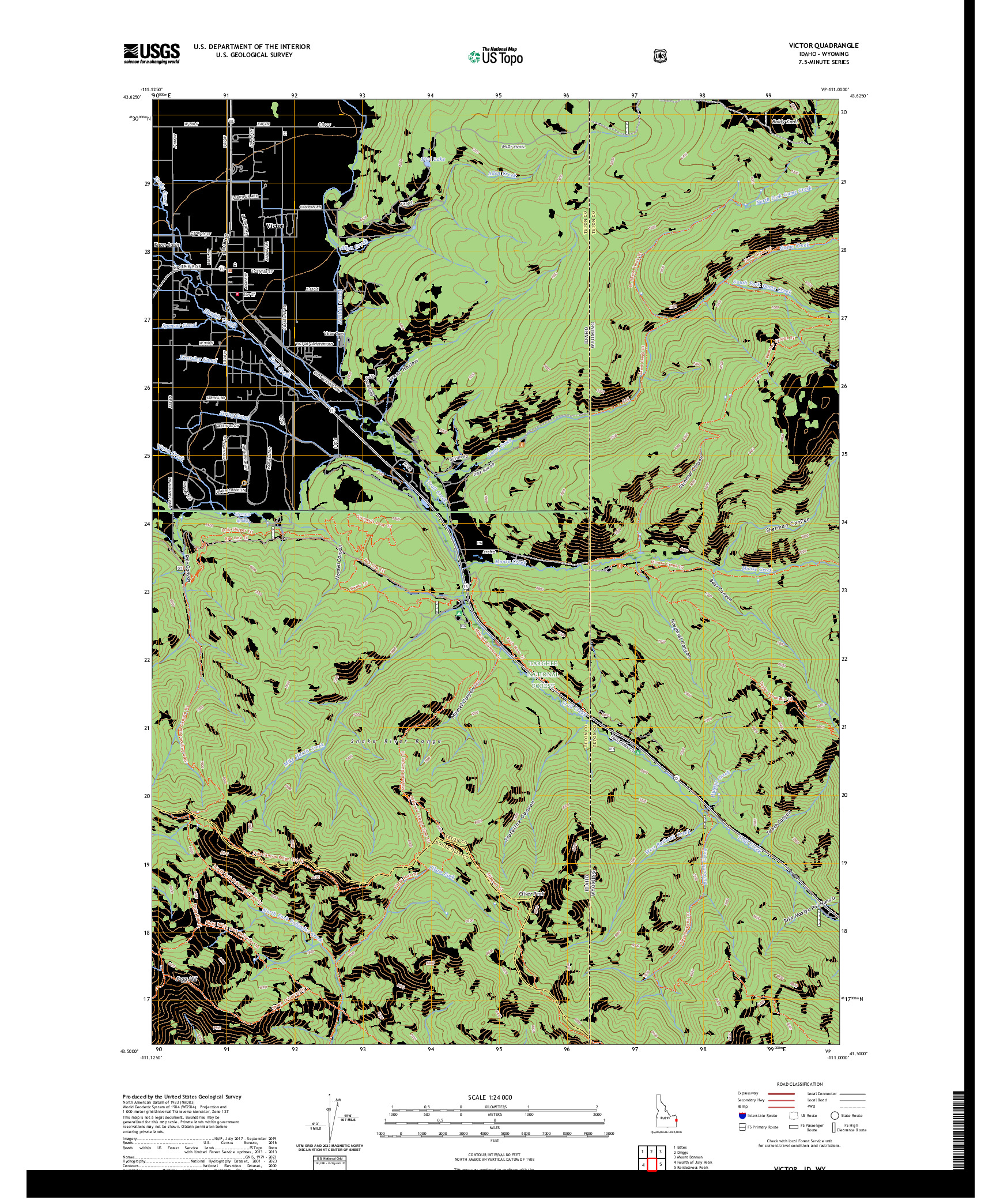 US TOPO 7.5-MINUTE MAP FOR VICTOR, ID,WY