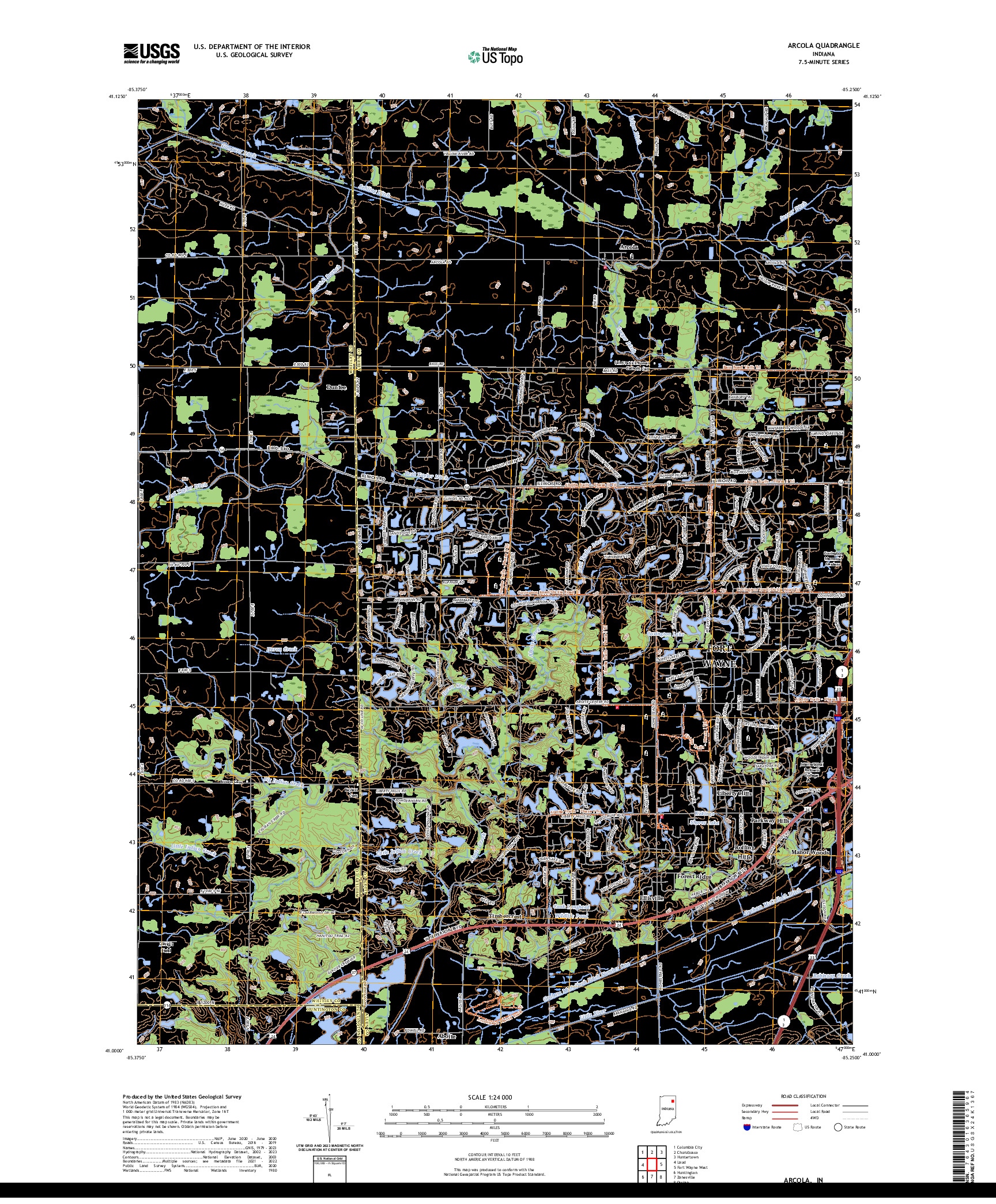 US TOPO 7.5-MINUTE MAP FOR ARCOLA, IN