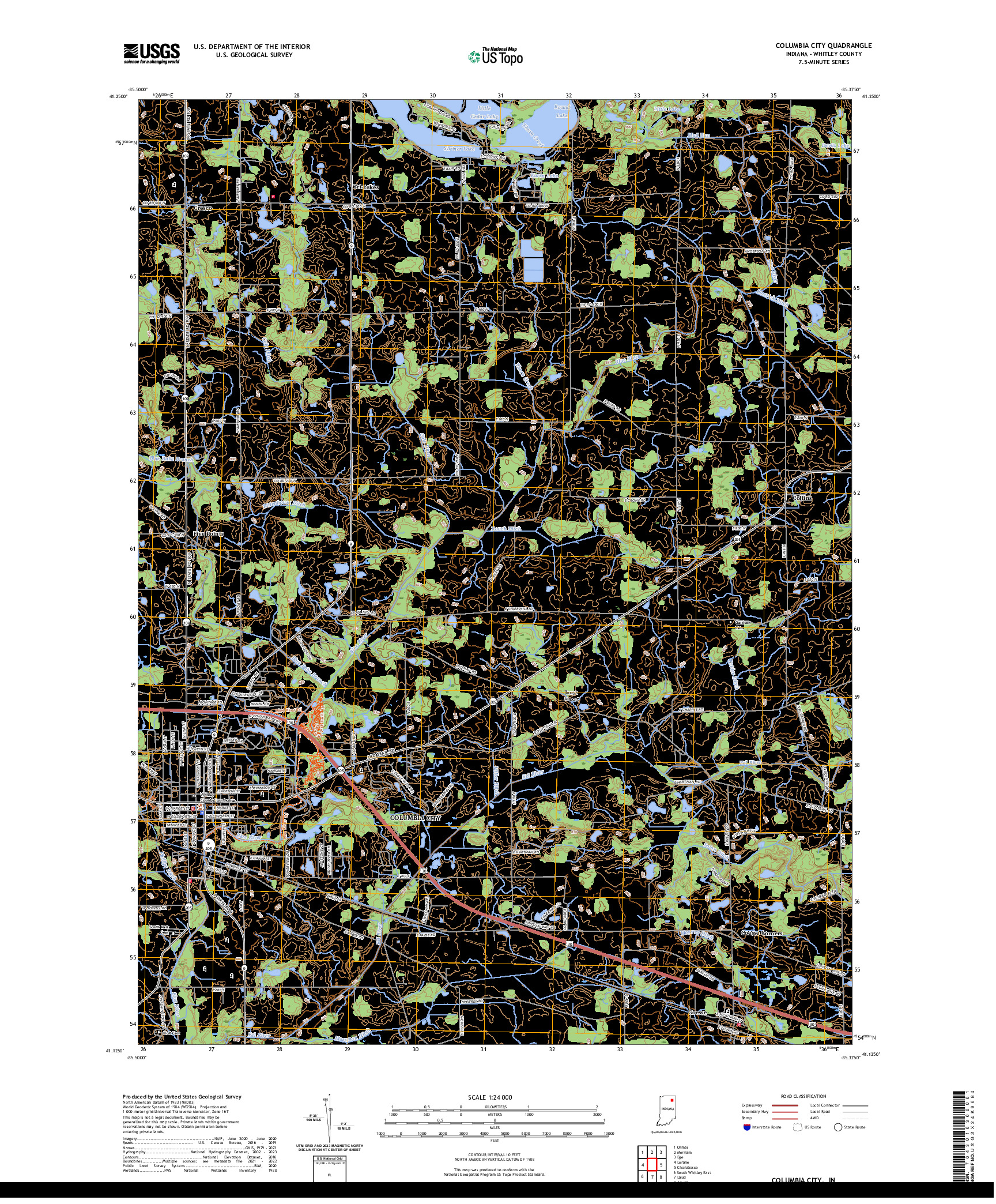 US TOPO 7.5-MINUTE MAP FOR COLUMBIA CITY, IN