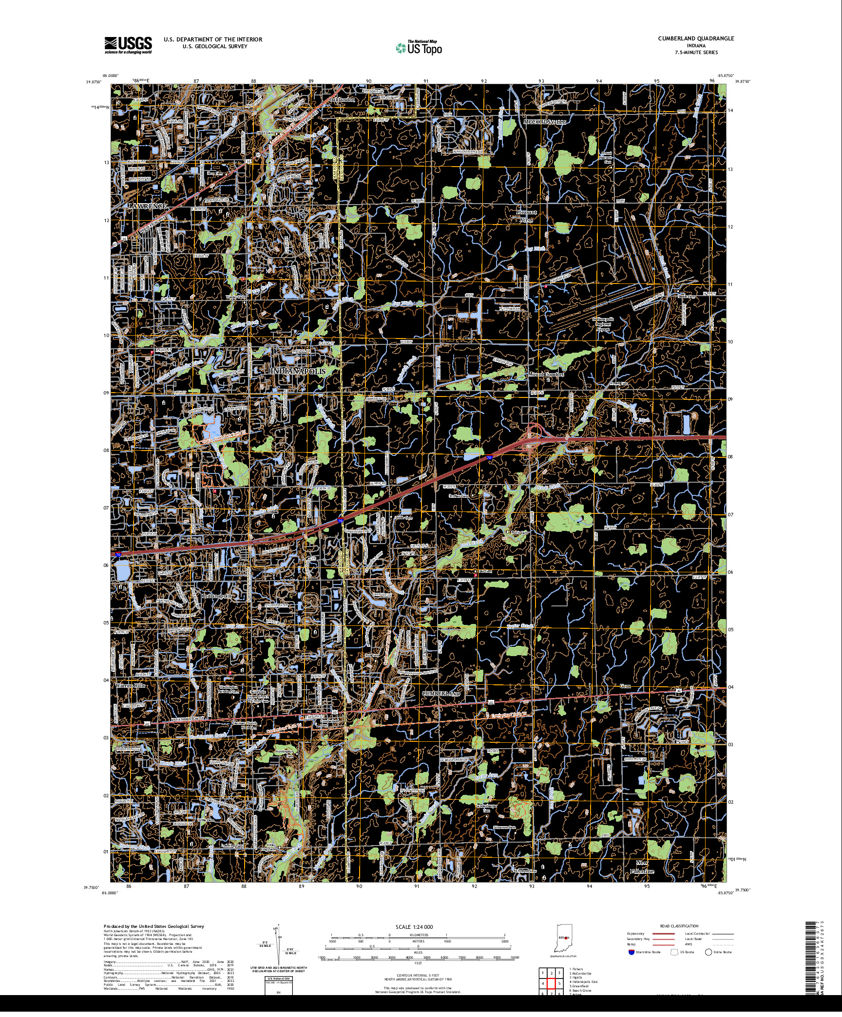 US TOPO 7.5-MINUTE MAP FOR CUMBERLAND, IN