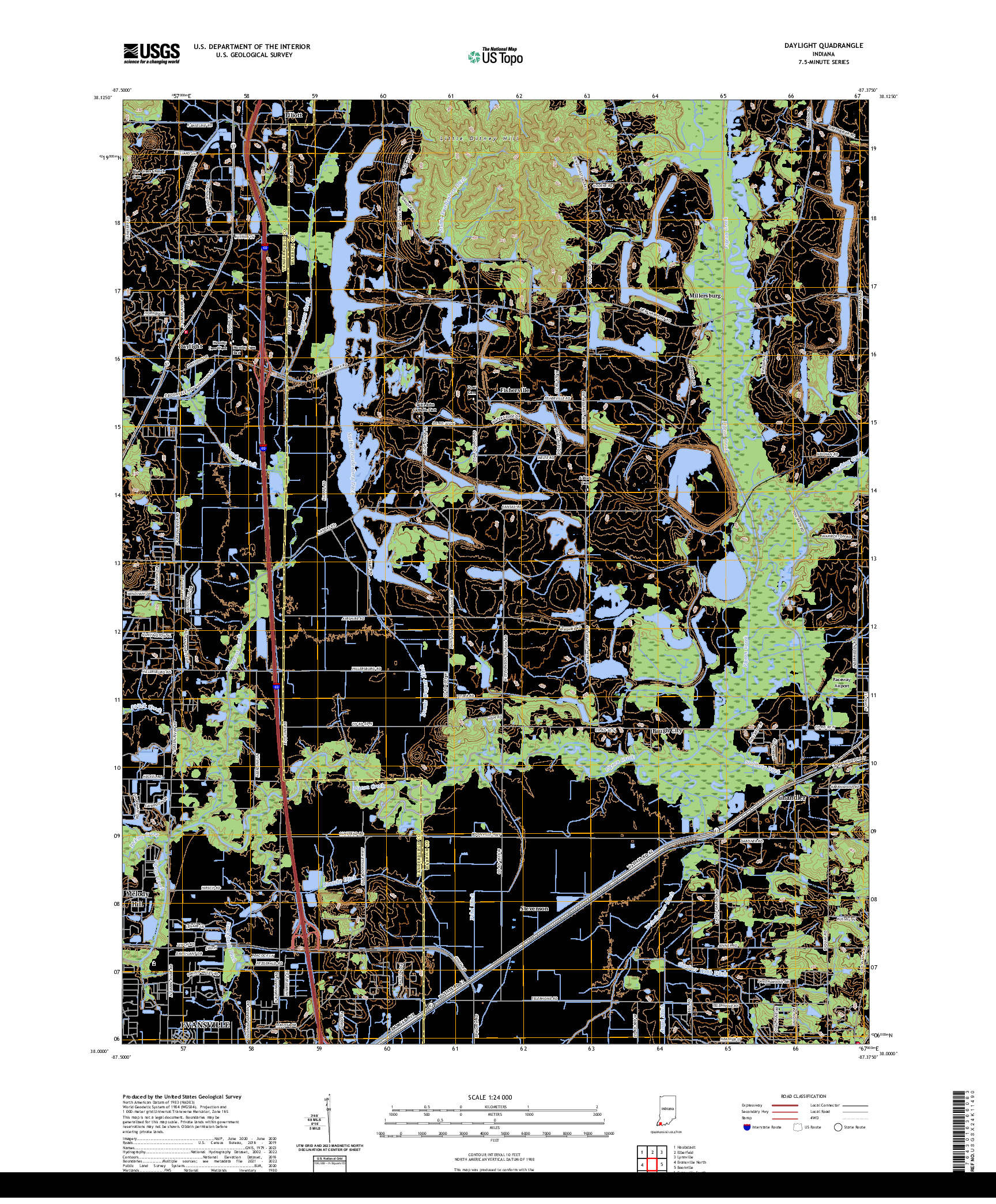 US TOPO 7.5-MINUTE MAP FOR DAYLIGHT, IN