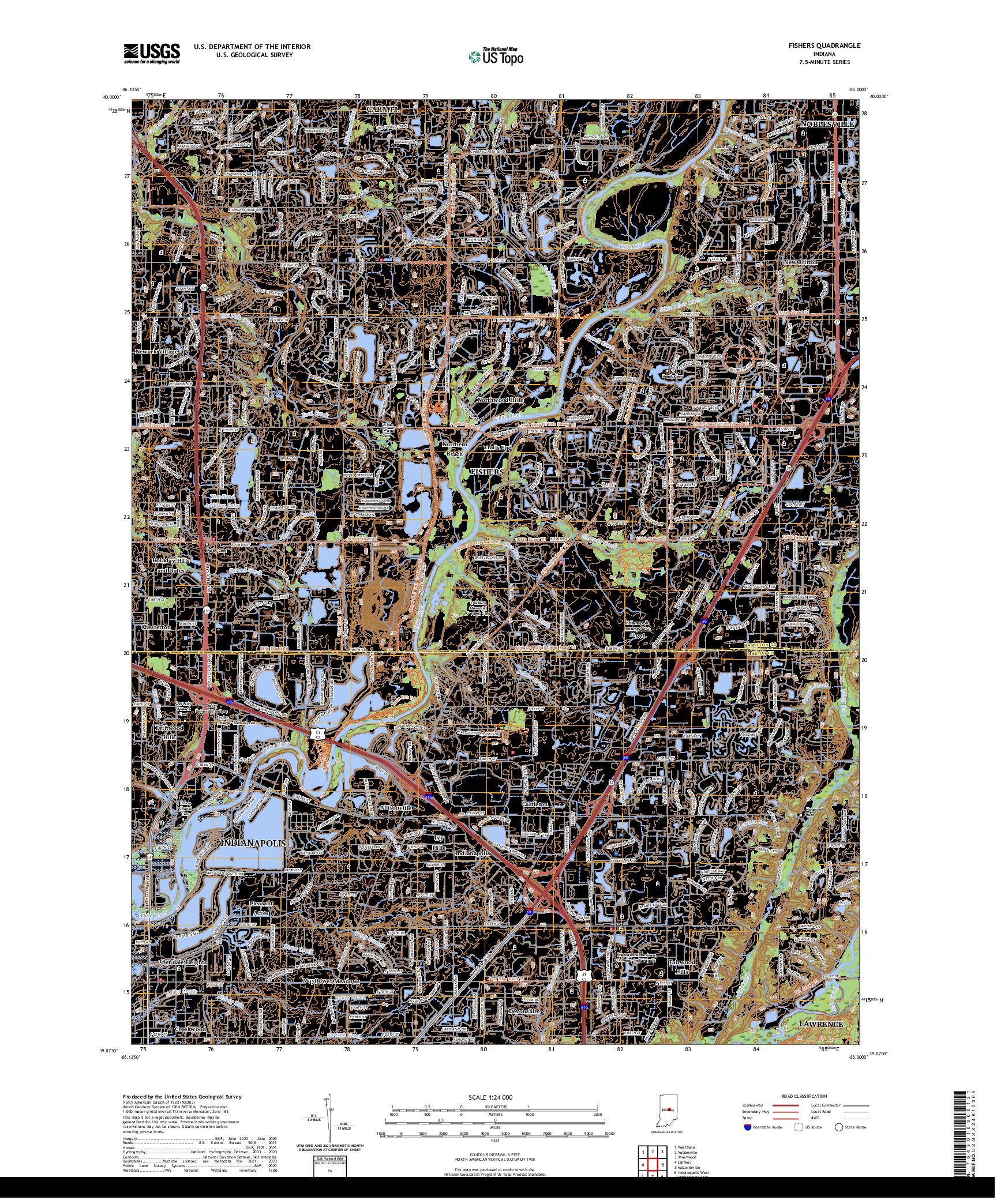 US TOPO 7.5-MINUTE MAP FOR FISHERS, IN