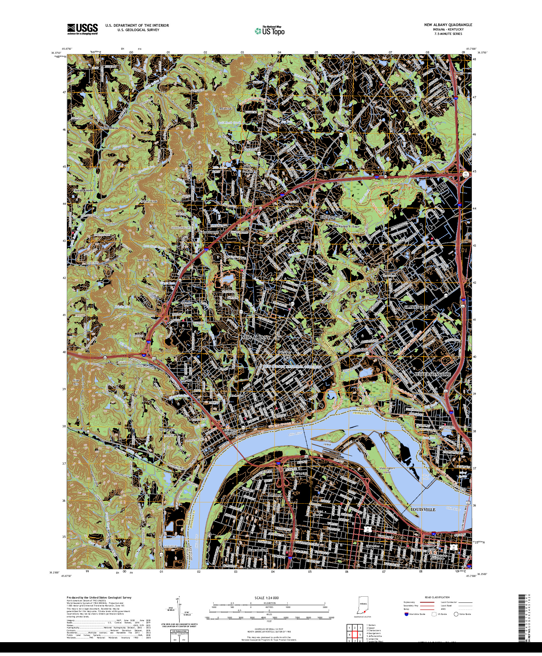 US TOPO 7.5-MINUTE MAP FOR NEW ALBANY, IN,KY