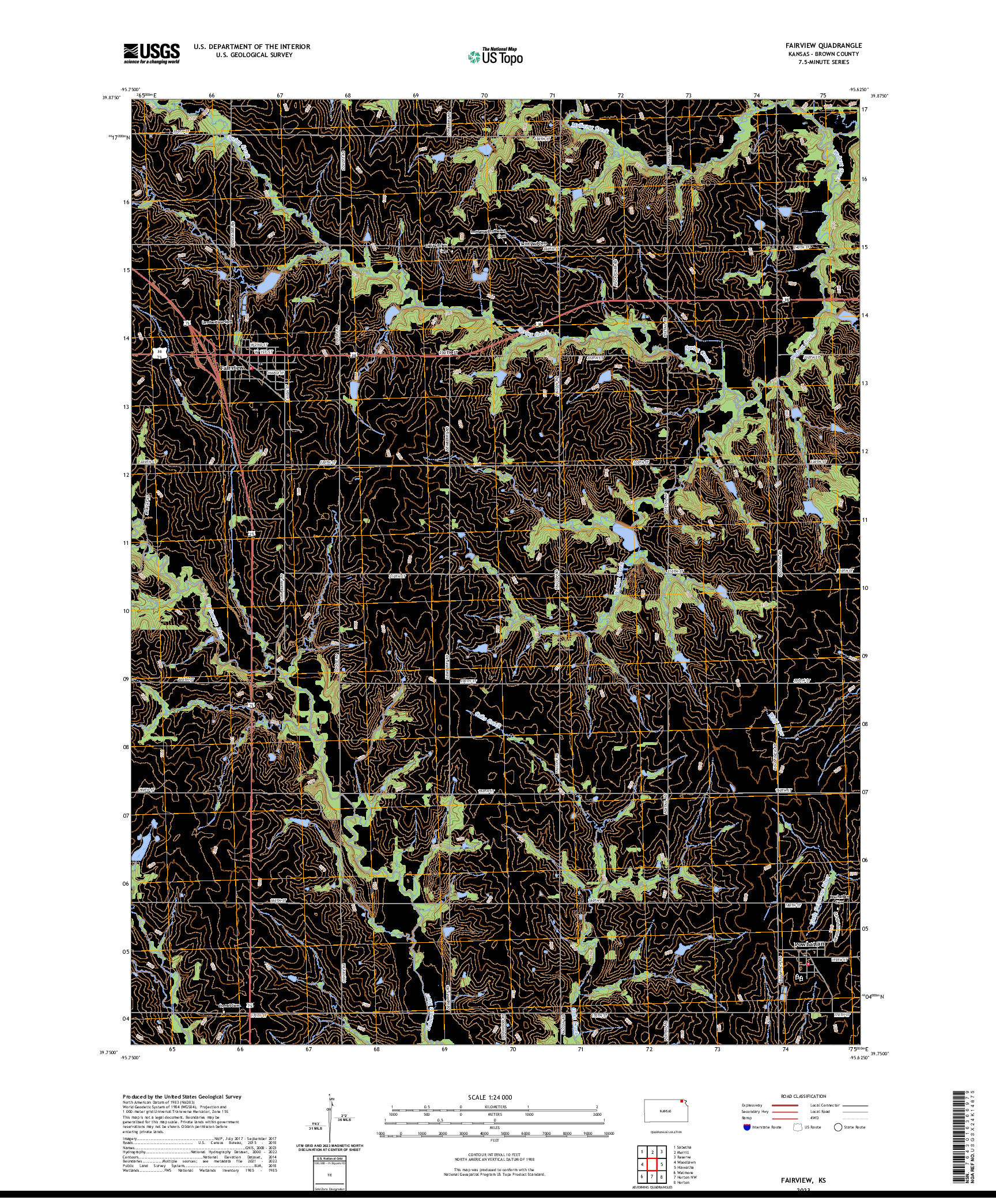 US TOPO 7.5-MINUTE MAP FOR FAIRVIEW, KS