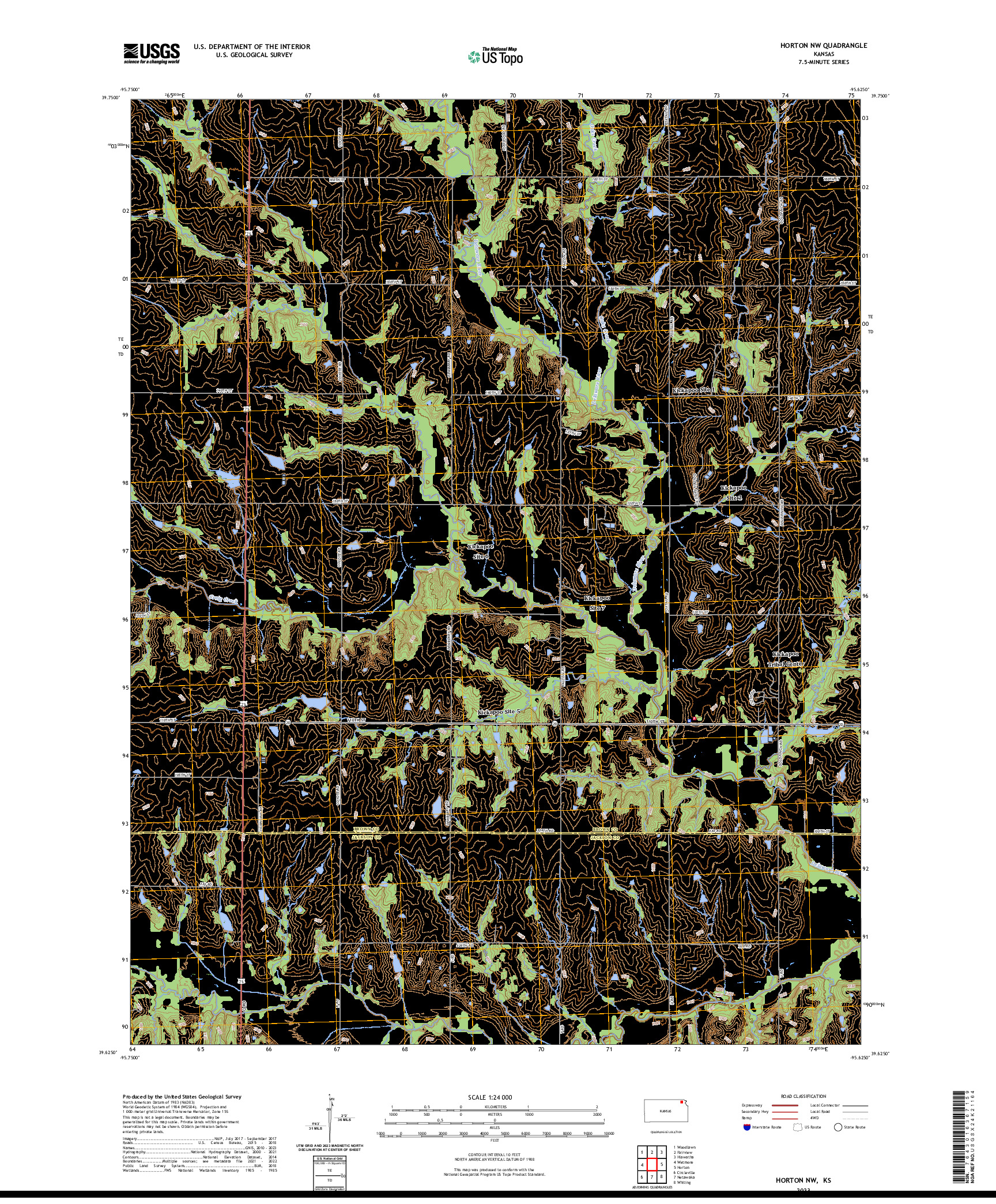 US TOPO 7.5-MINUTE MAP FOR HORTON NW, KS