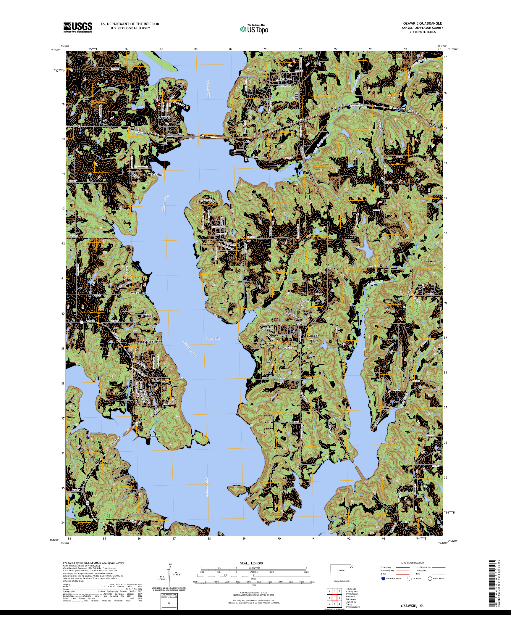 US TOPO 7.5-MINUTE MAP FOR OZAWKIE, KS