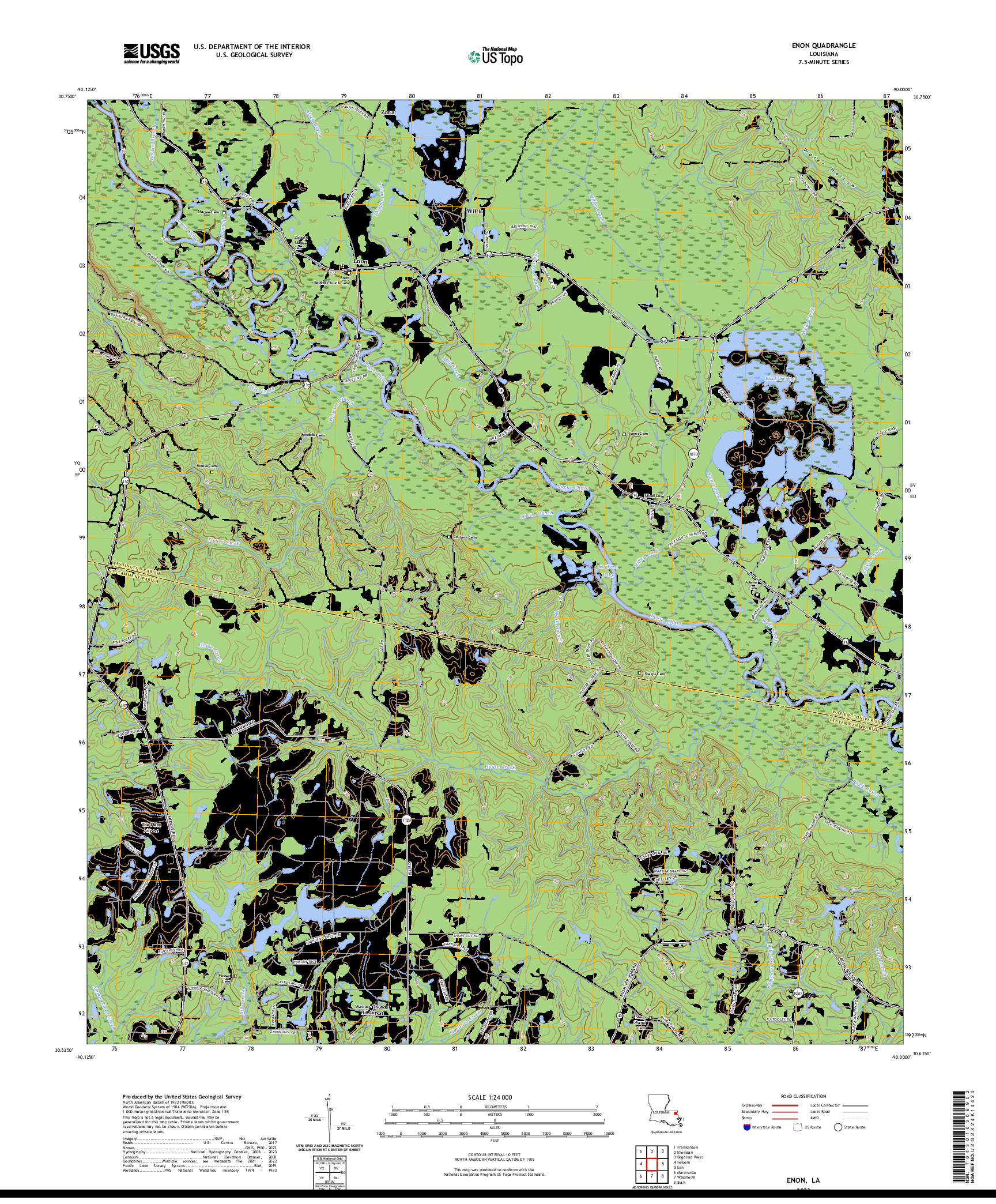 US TOPO 7.5-MINUTE MAP FOR ENON, LA