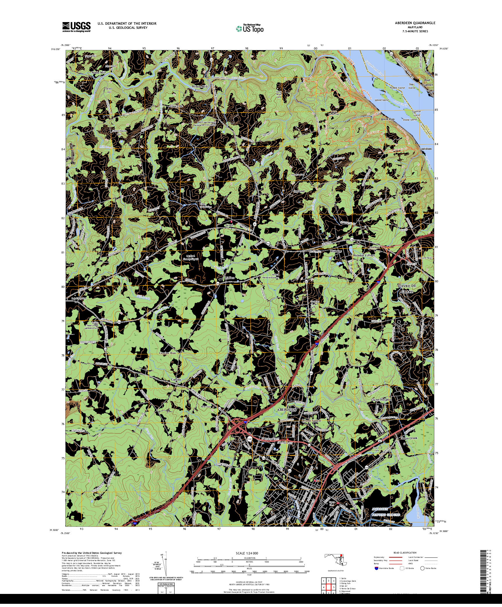 US TOPO 7.5-MINUTE MAP FOR ABERDEEN, MD