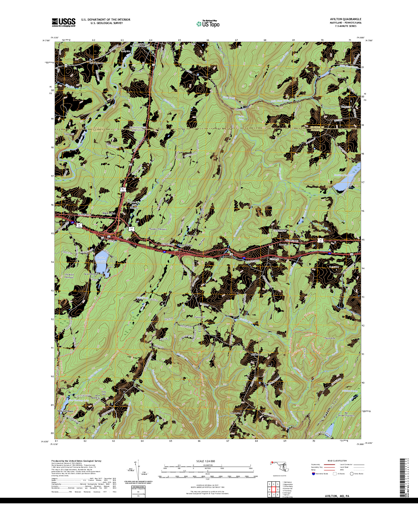 US TOPO 7.5-MINUTE MAP FOR AVILTON, MD,PA