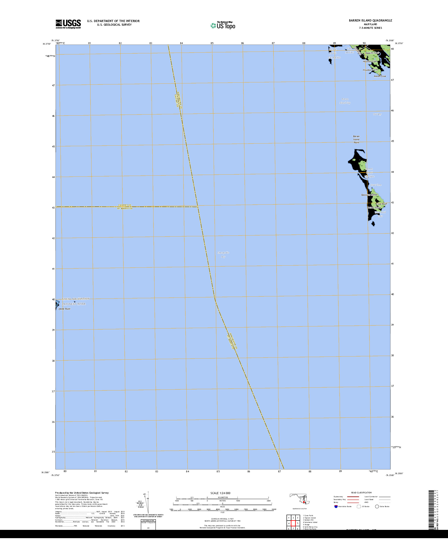 US TOPO 7.5-MINUTE MAP FOR BARREN ISLAND, MD